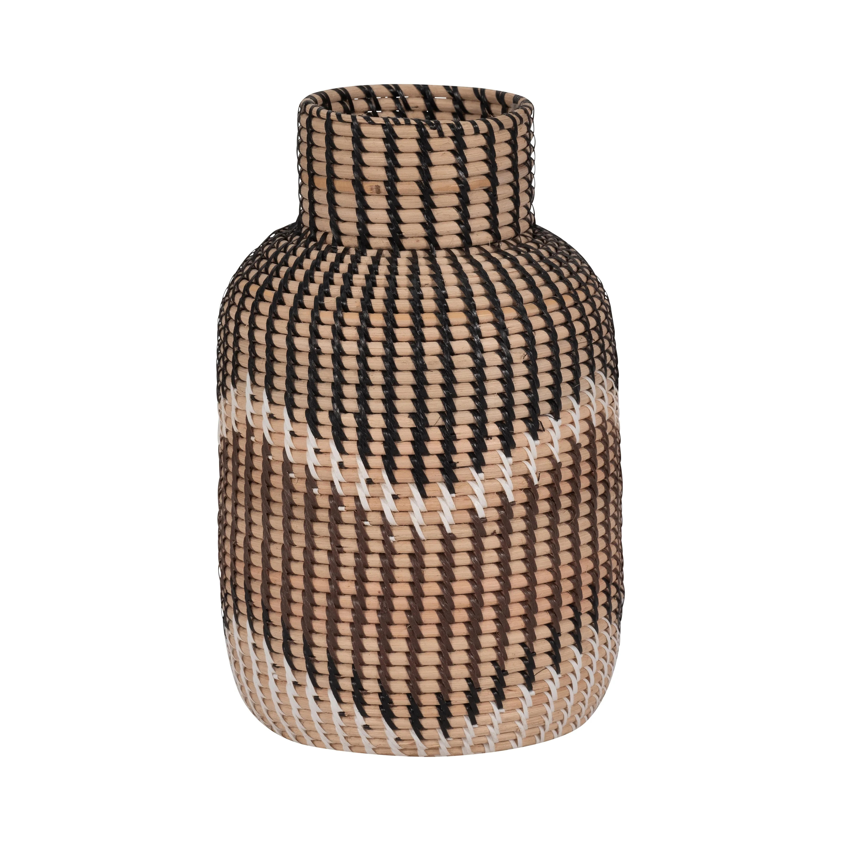 RATTAN, 13"H WOVEN VASE, MULTI
