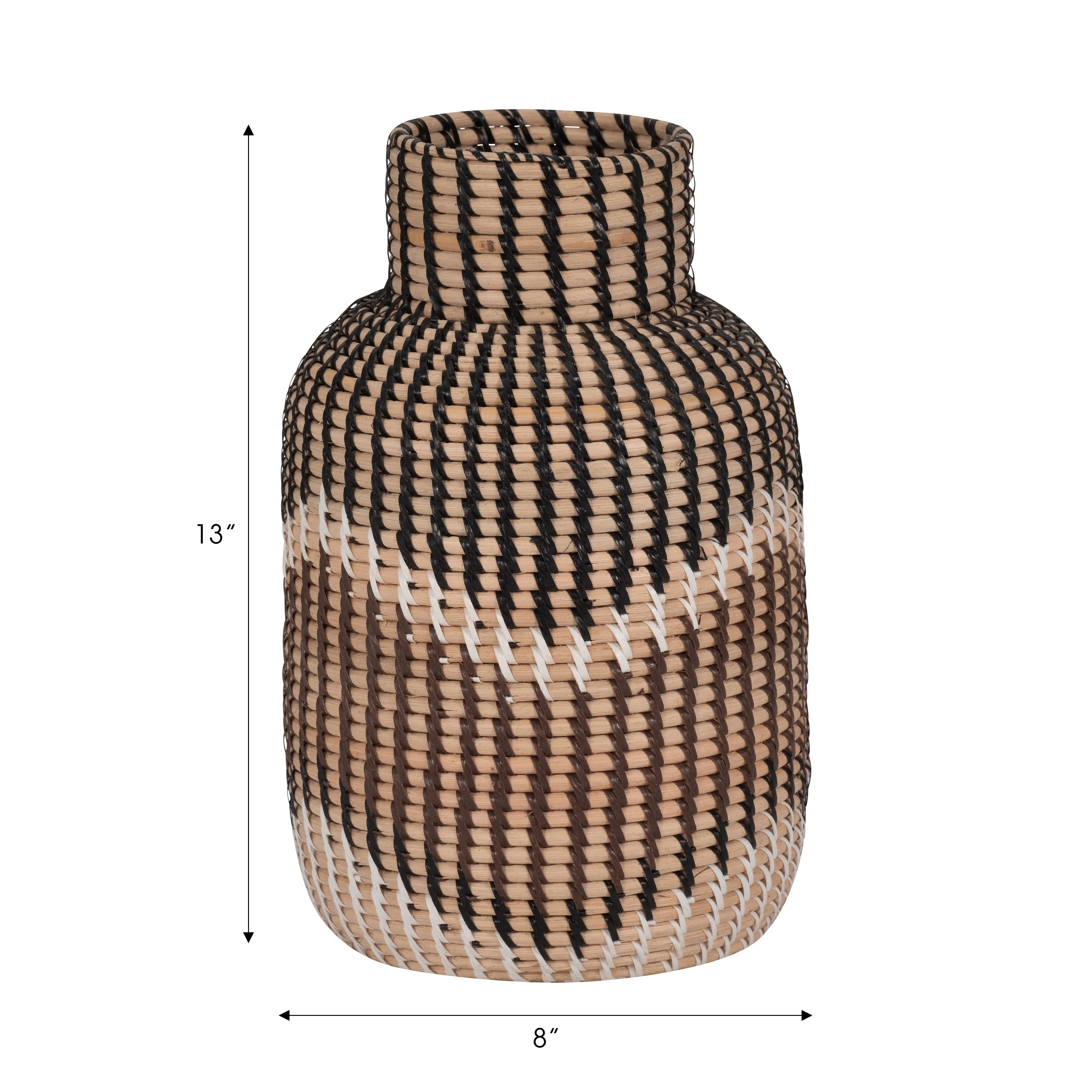 RATTAN, 13"H WOVEN VASE, MULTI