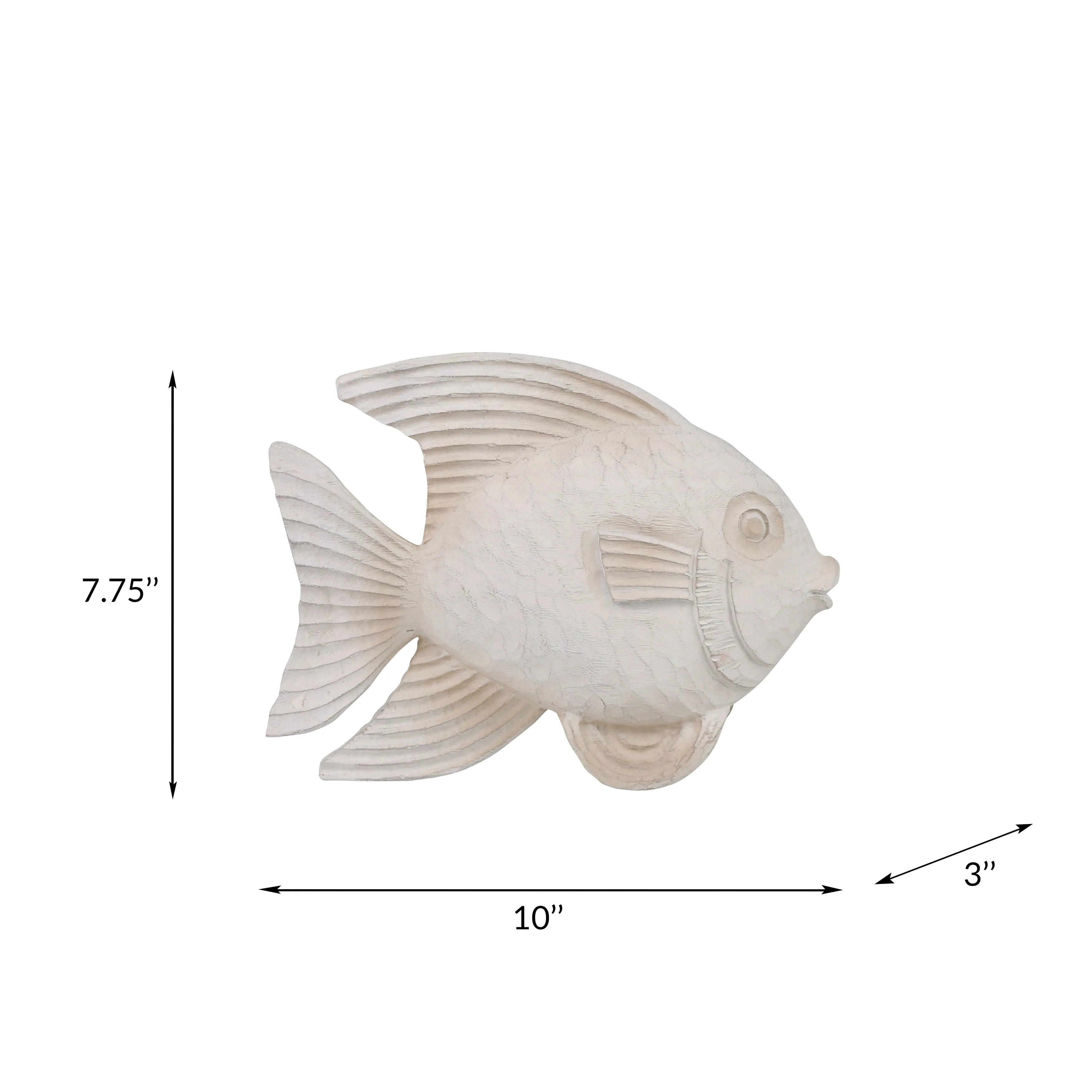 RESIN 10" FISH FIGURINE, WHITEWASH