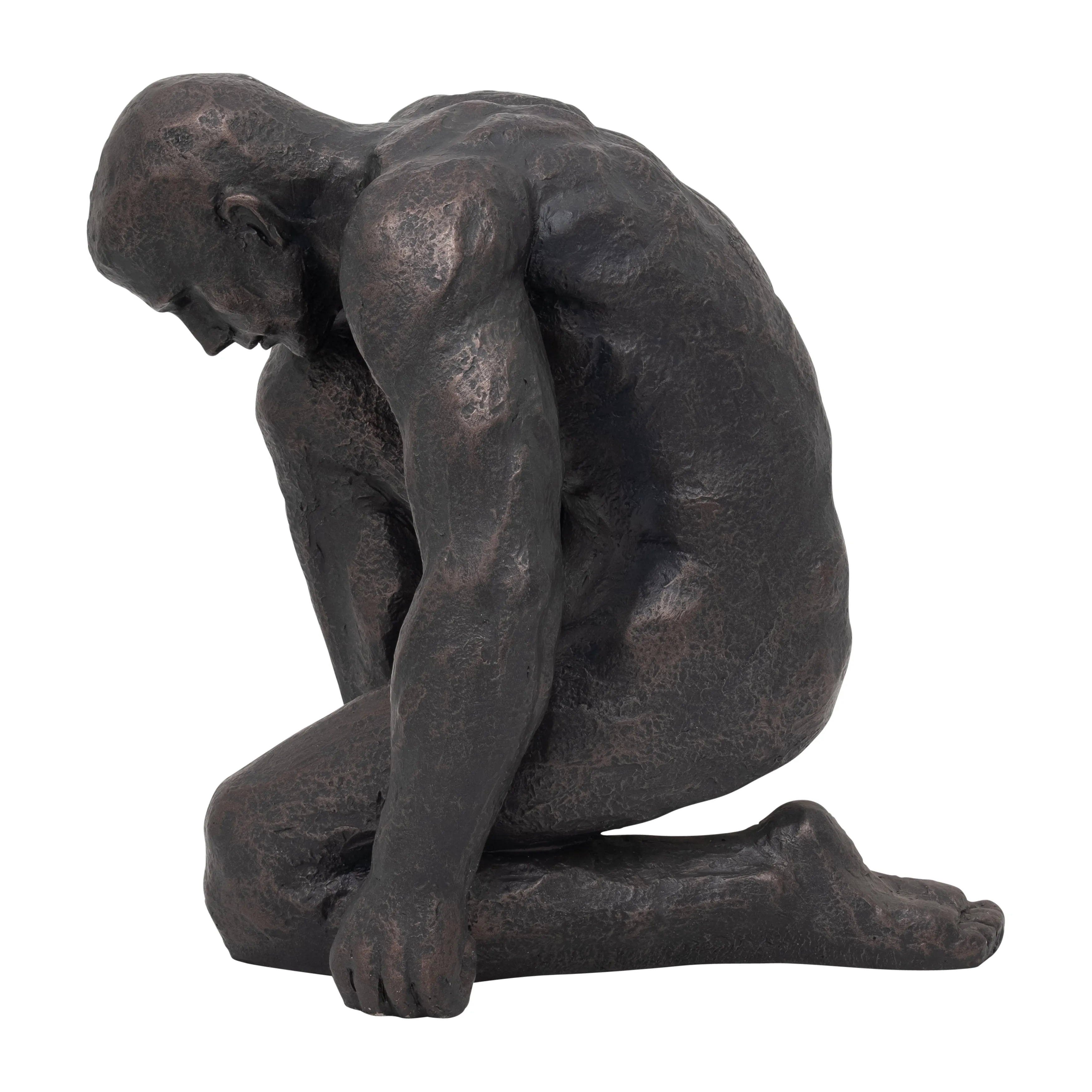 RESIN 16"H KNEELING MAN, BLACK