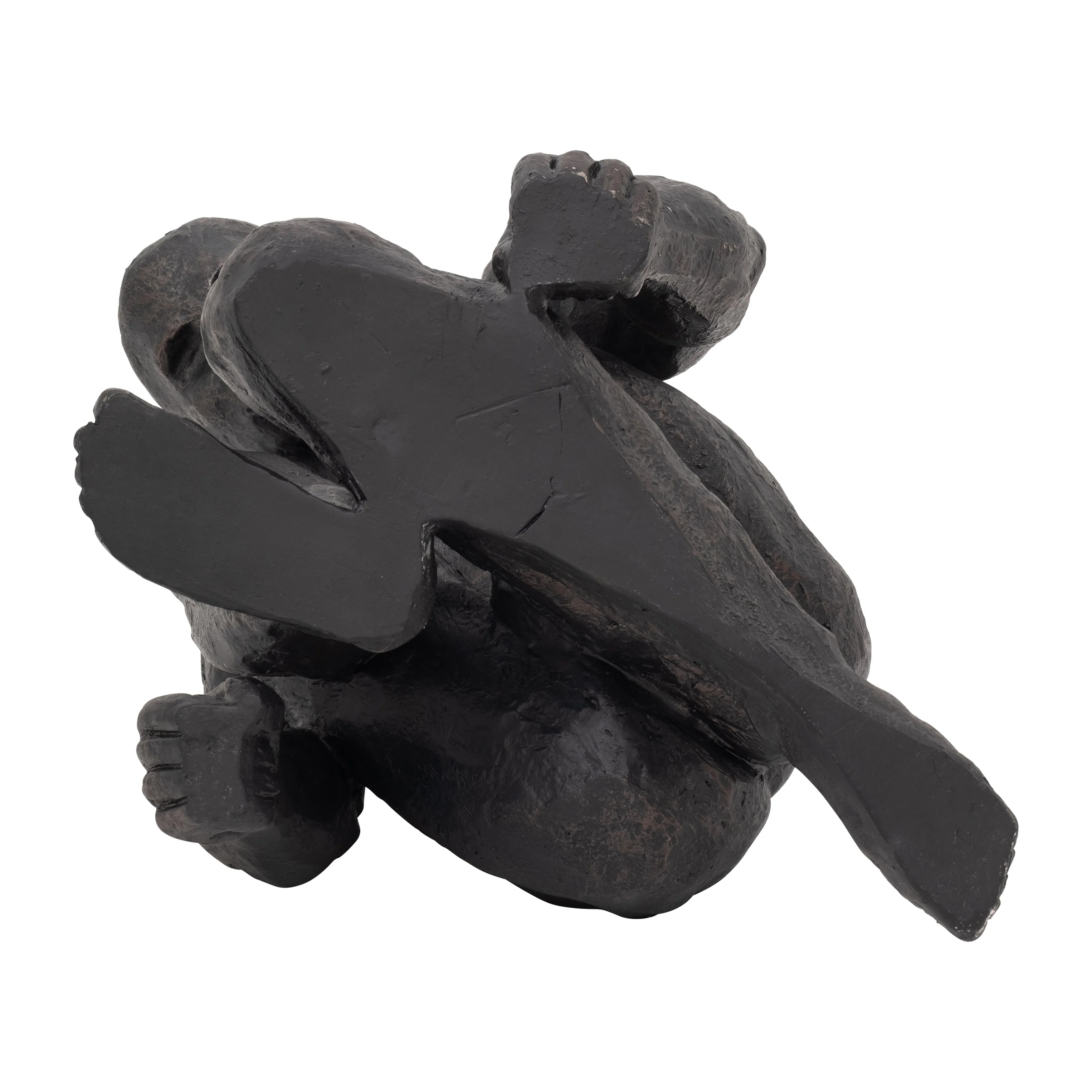 RESIN 16"H KNEELING MAN, BLACK