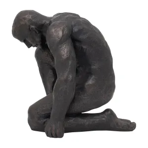 RESIN 16"H KNEELING MAN, BLACK