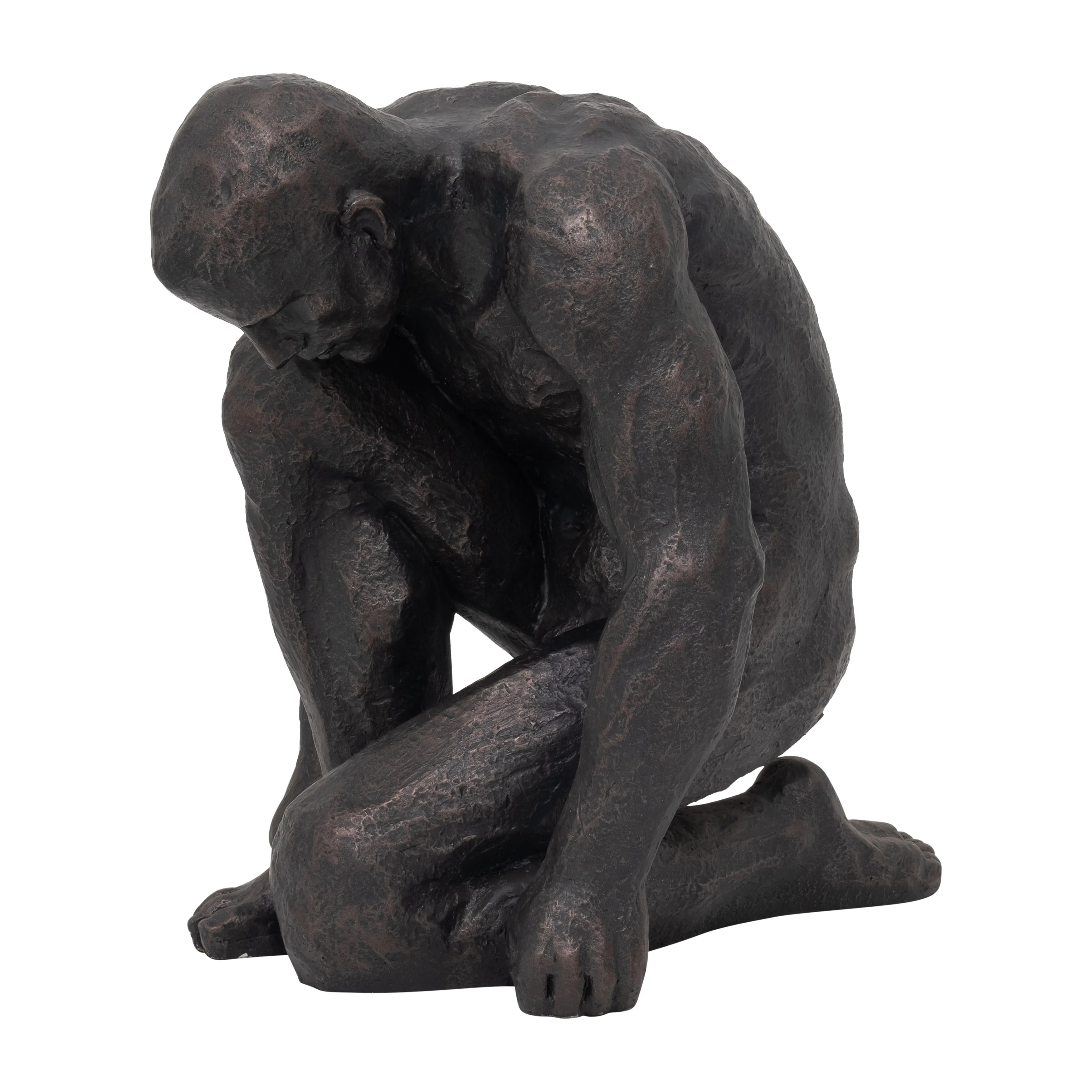 RESIN 16"H KNEELING MAN, BLACK