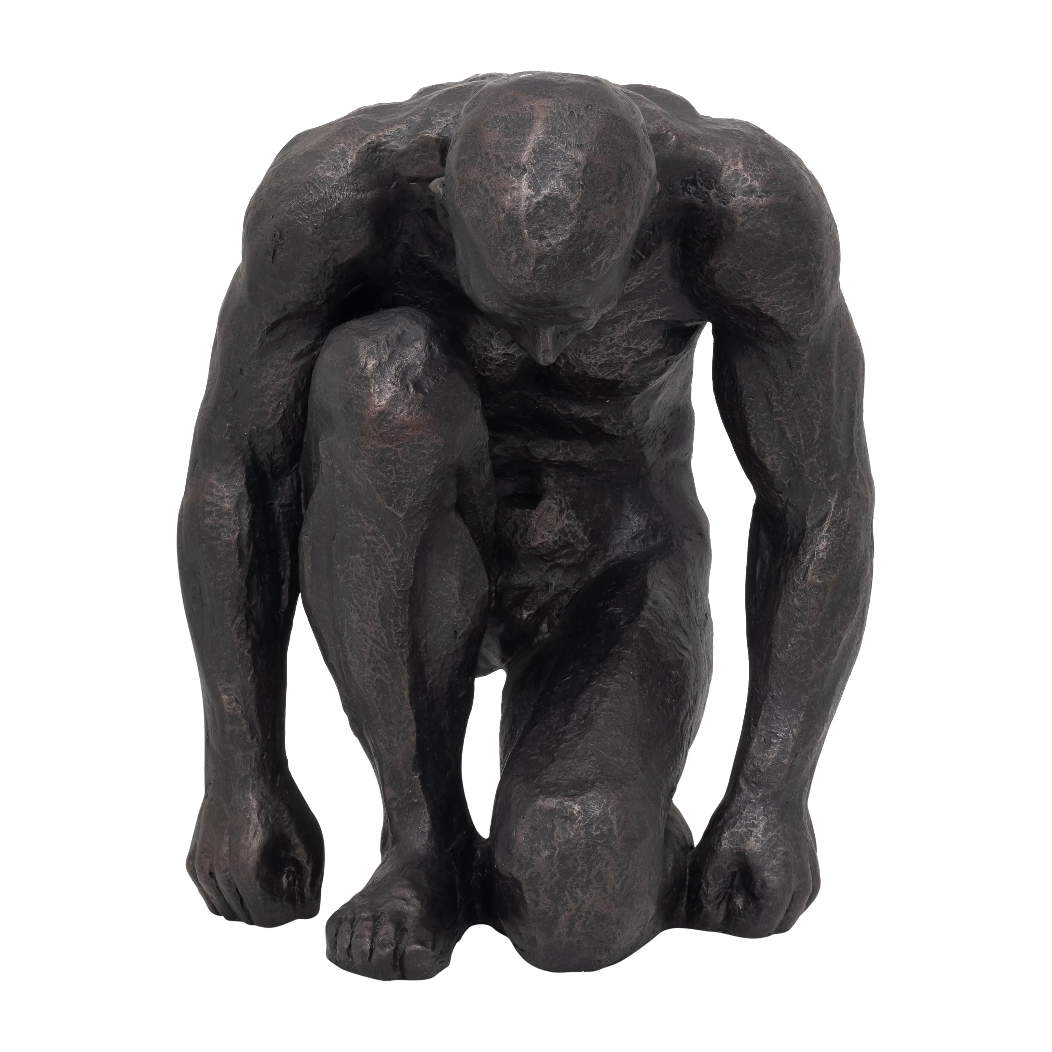 RESIN 16"H KNEELING MAN, BLACK