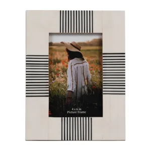RESIN, 4X6 ABSTRACT PHOTO FRAME, BLACK/WHITE
