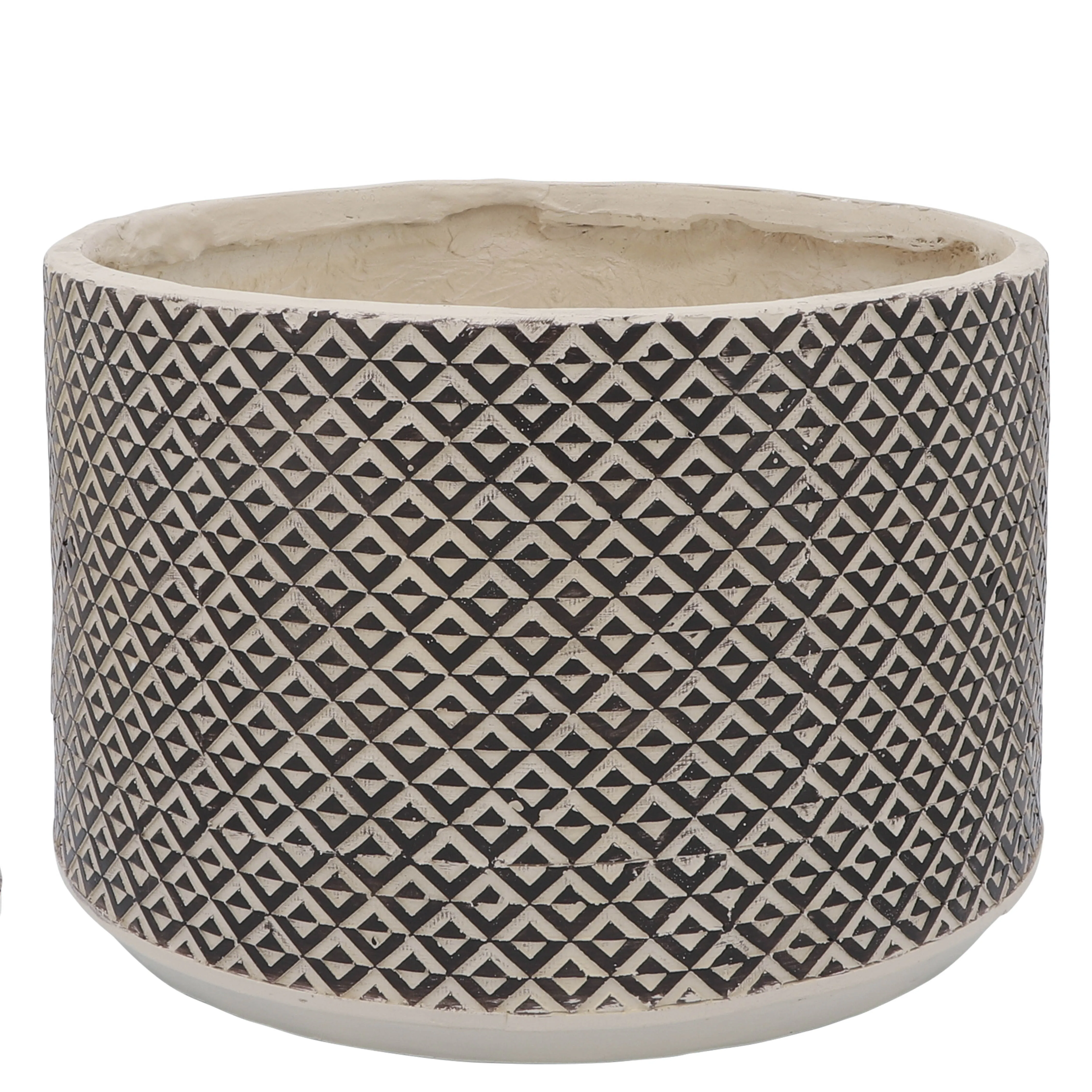 RESIN, S/2 10/13"D TRIBAL PLANTERS, BROWN