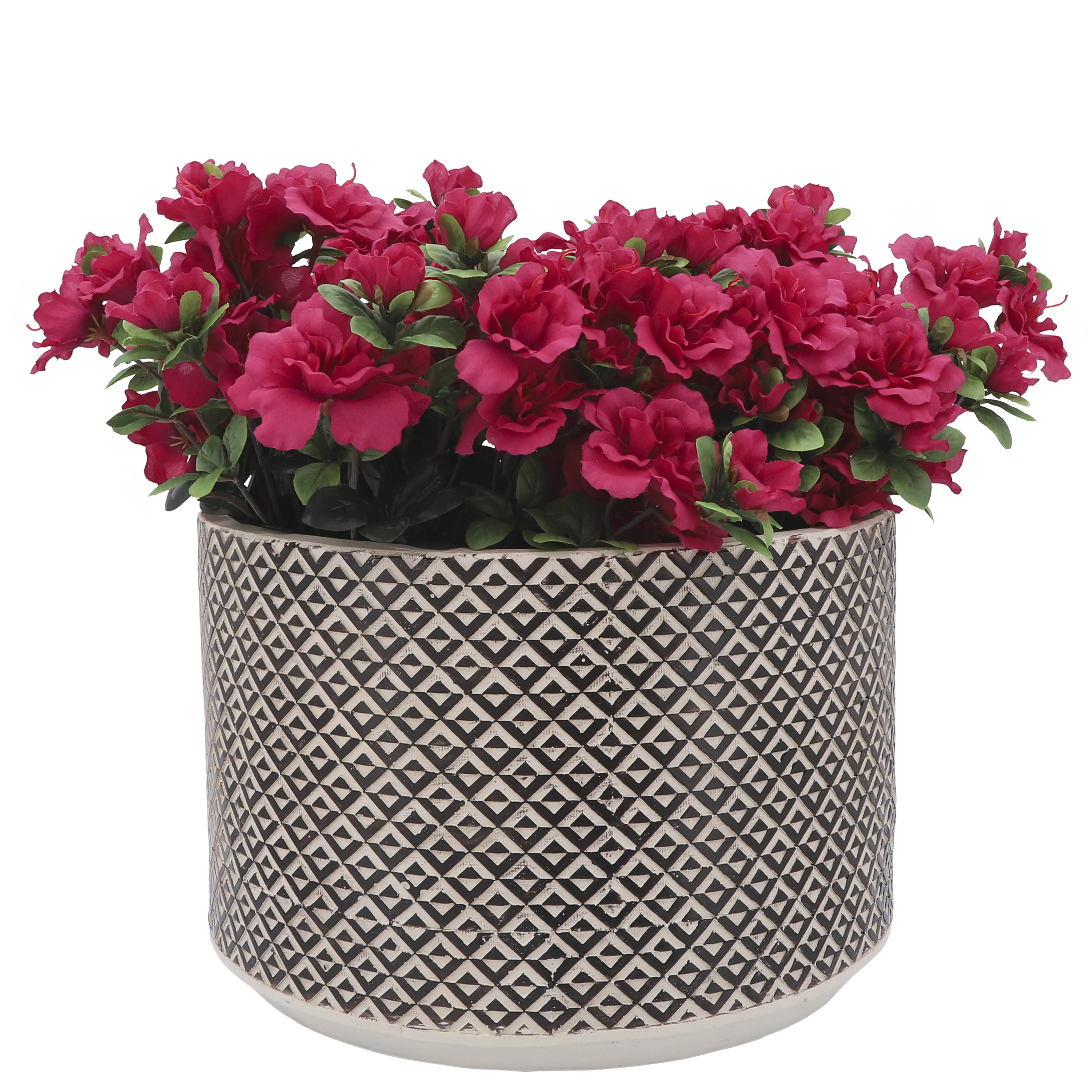RESIN, S/2 10/13"D TRIBAL PLANTERS, BROWN