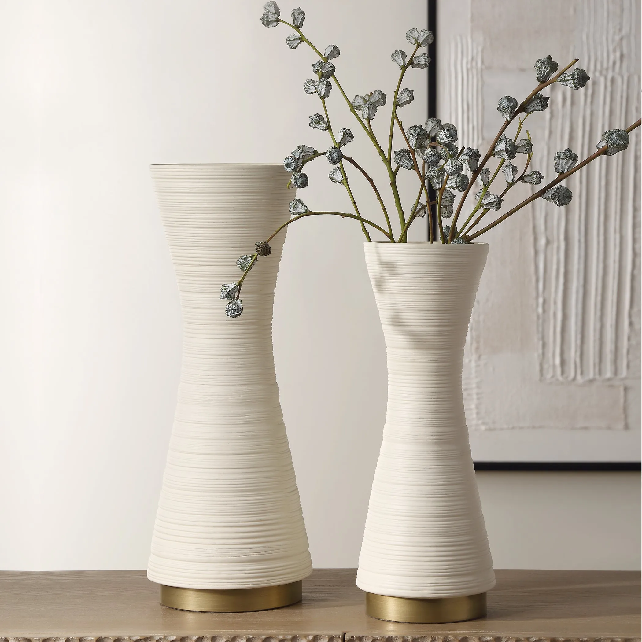 Ridgeline White Vases, S/2