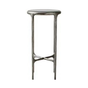 Round Gold Accent Table with Glass Top