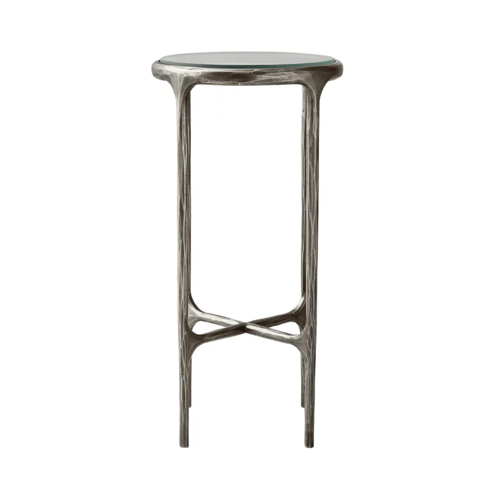 Round Gold Accent Table with Glass Top