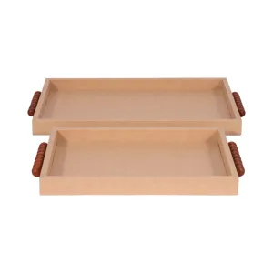 S/2 16/20" Beaded Handle Trays, Ivory