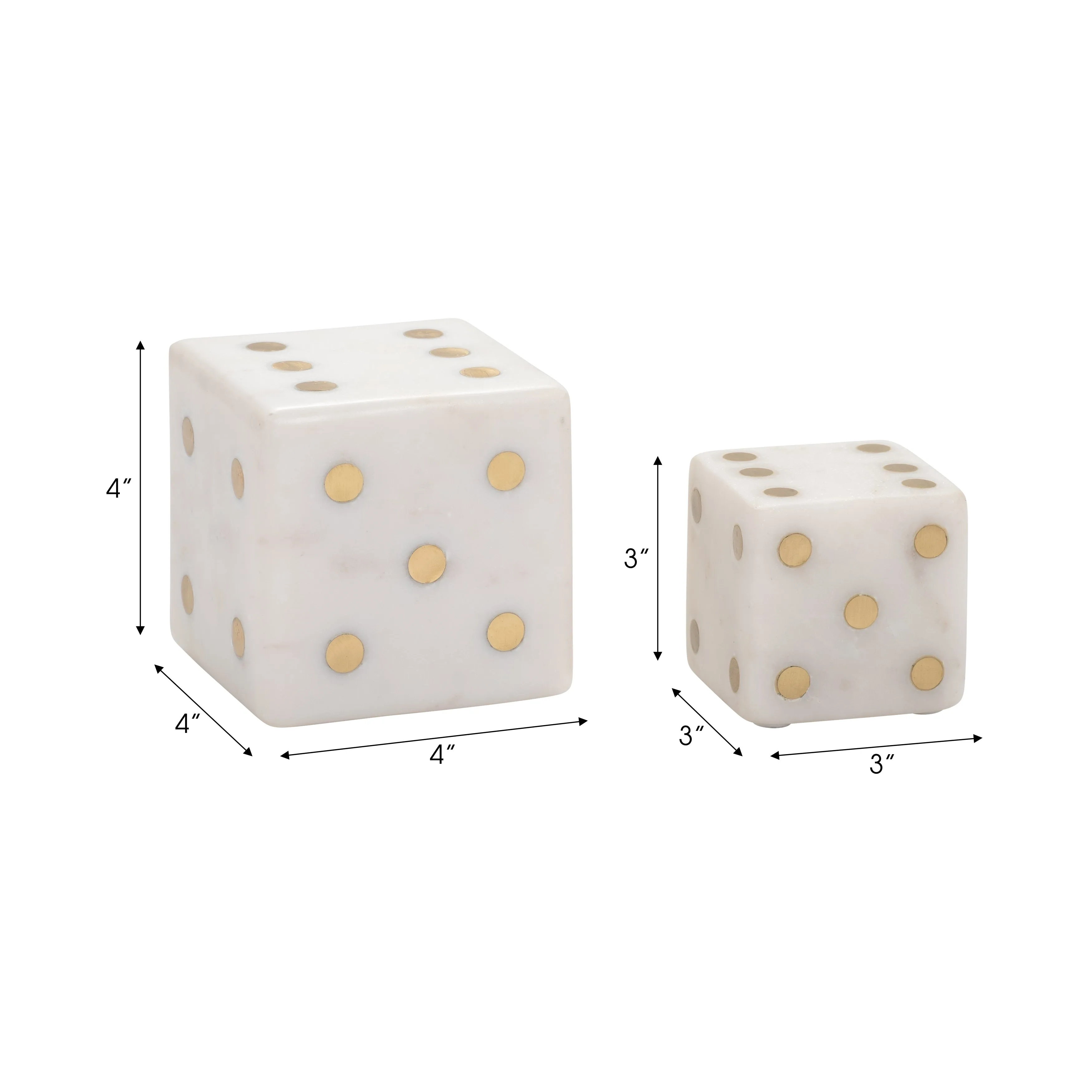 S/2 3/4" Mistry White Marble Dice