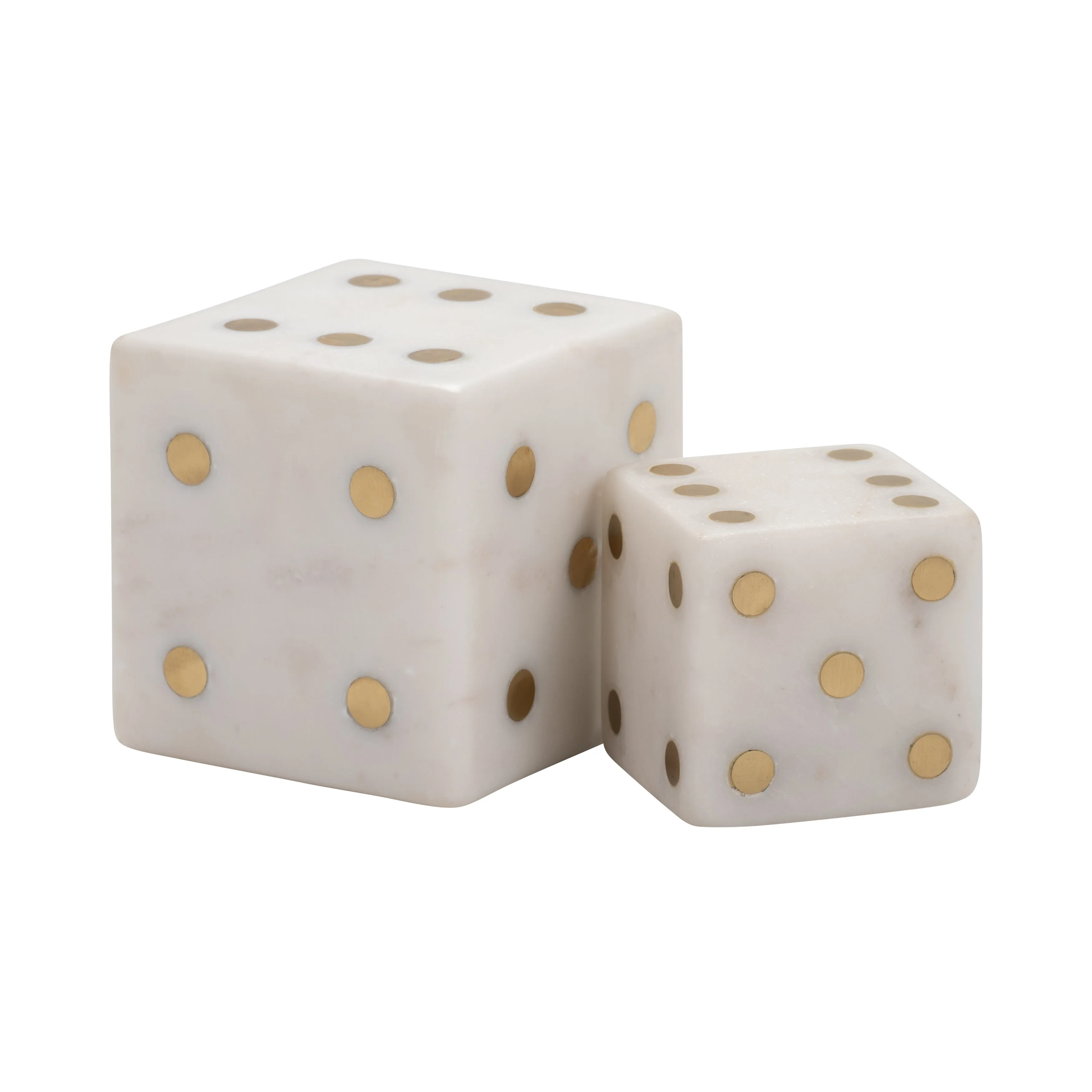 S/2 3/4" Mistry White Marble Dice