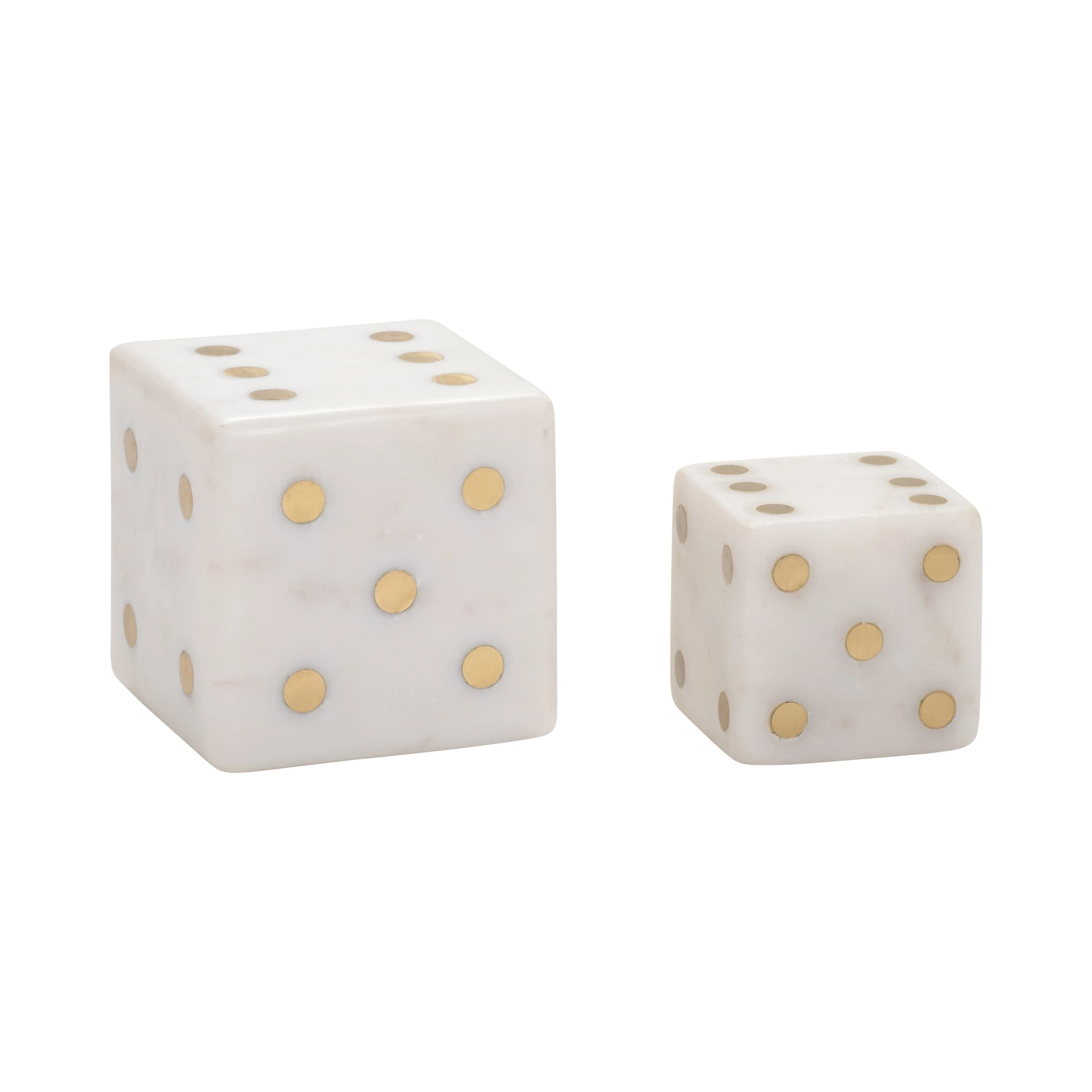 S/2 3/4" Mistry White Marble Dice
