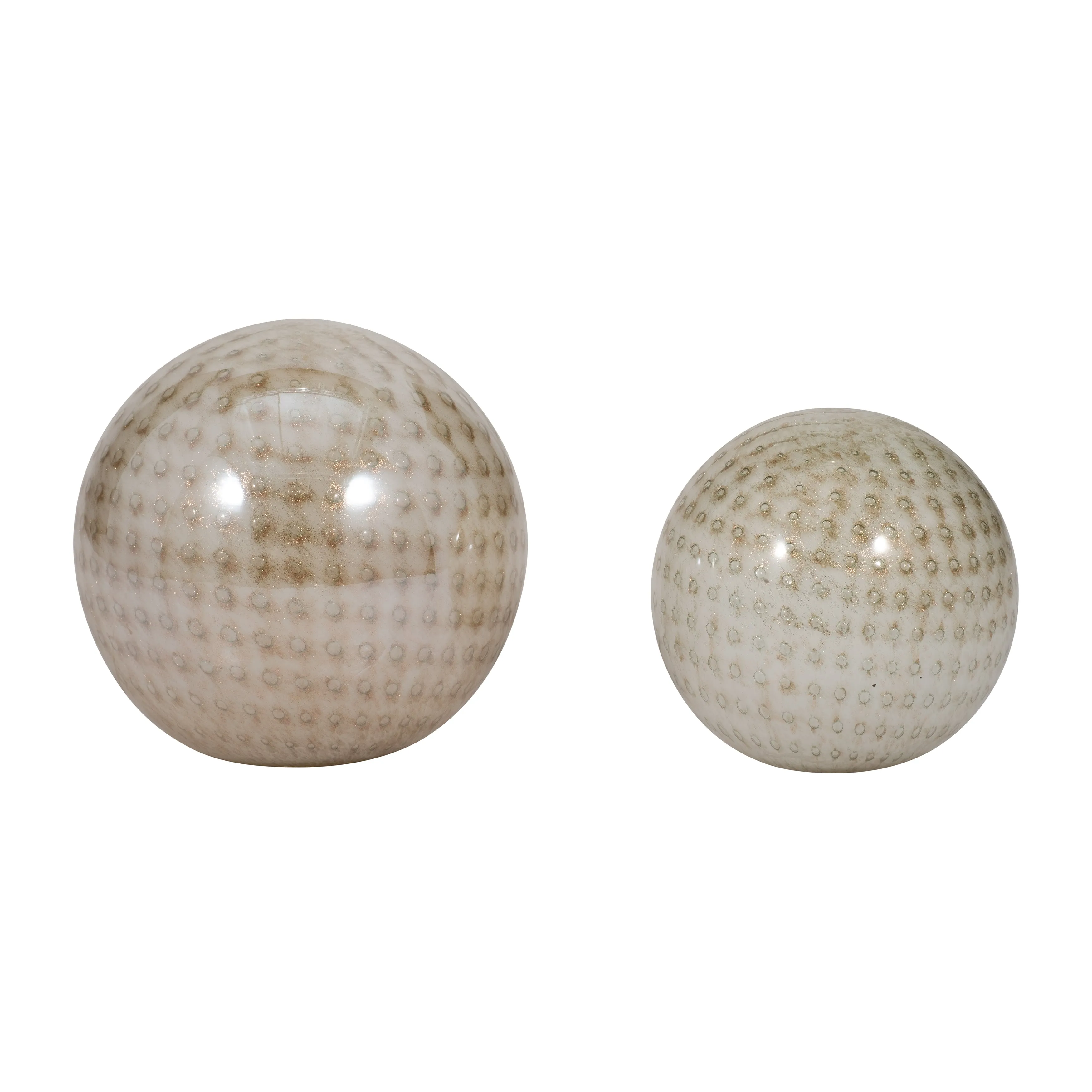 S/2 5/6" Meira Ivory Swirl Spheres