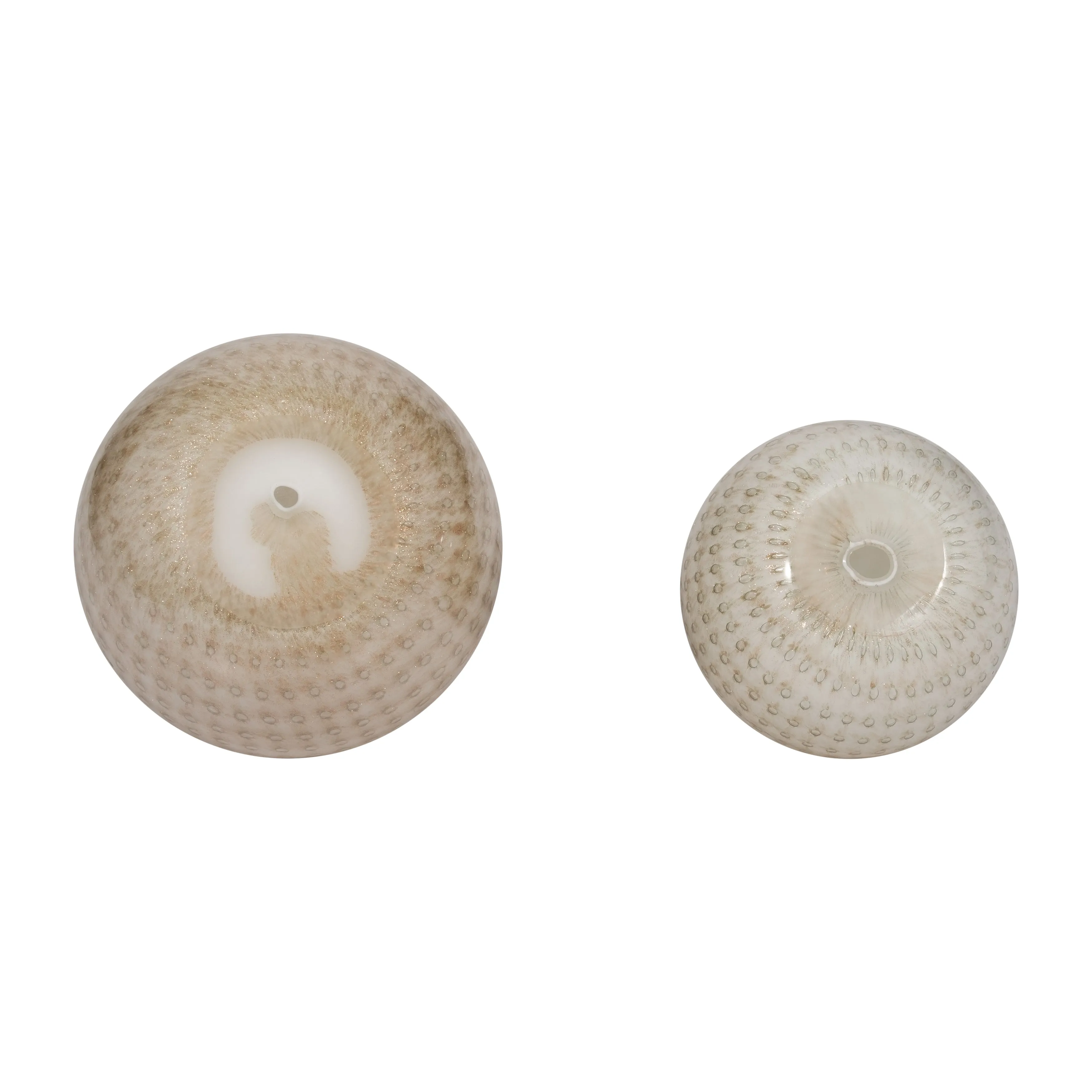 S/2 5/6" Meira Ivory Swirl Spheres