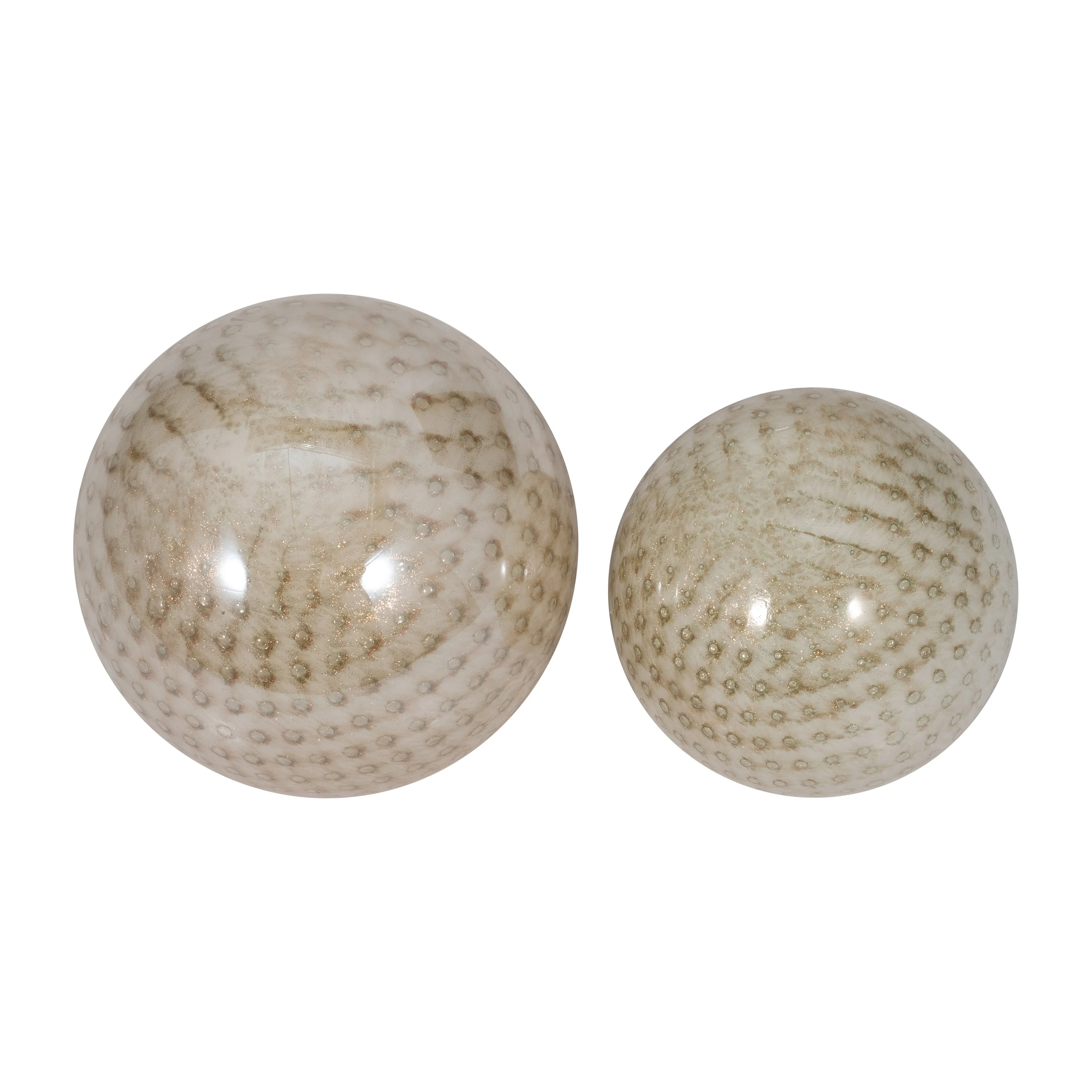 S/2 5/6" Meira Ivory Swirl Spheres