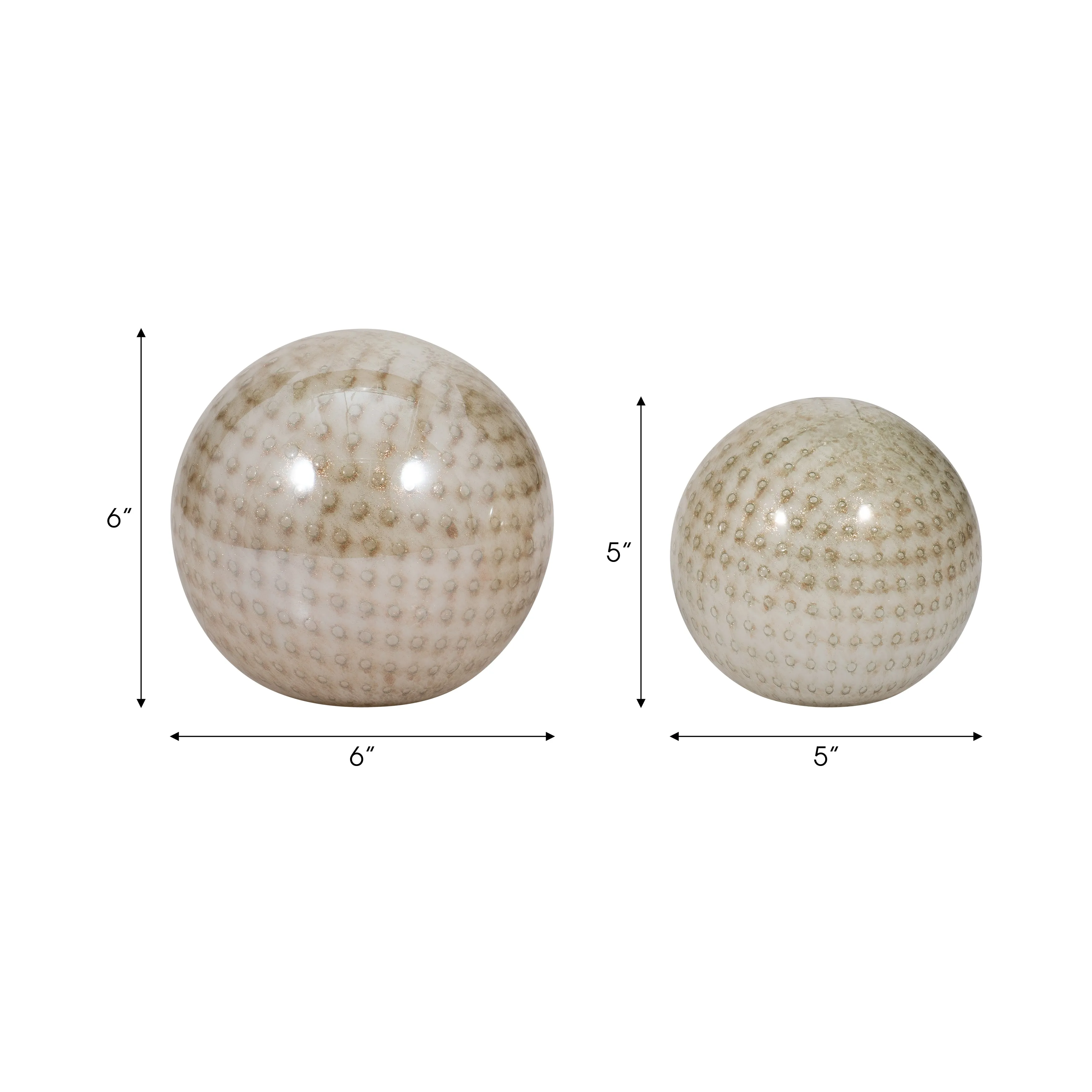 S/2 5/6" Meira Ivory Swirl Spheres