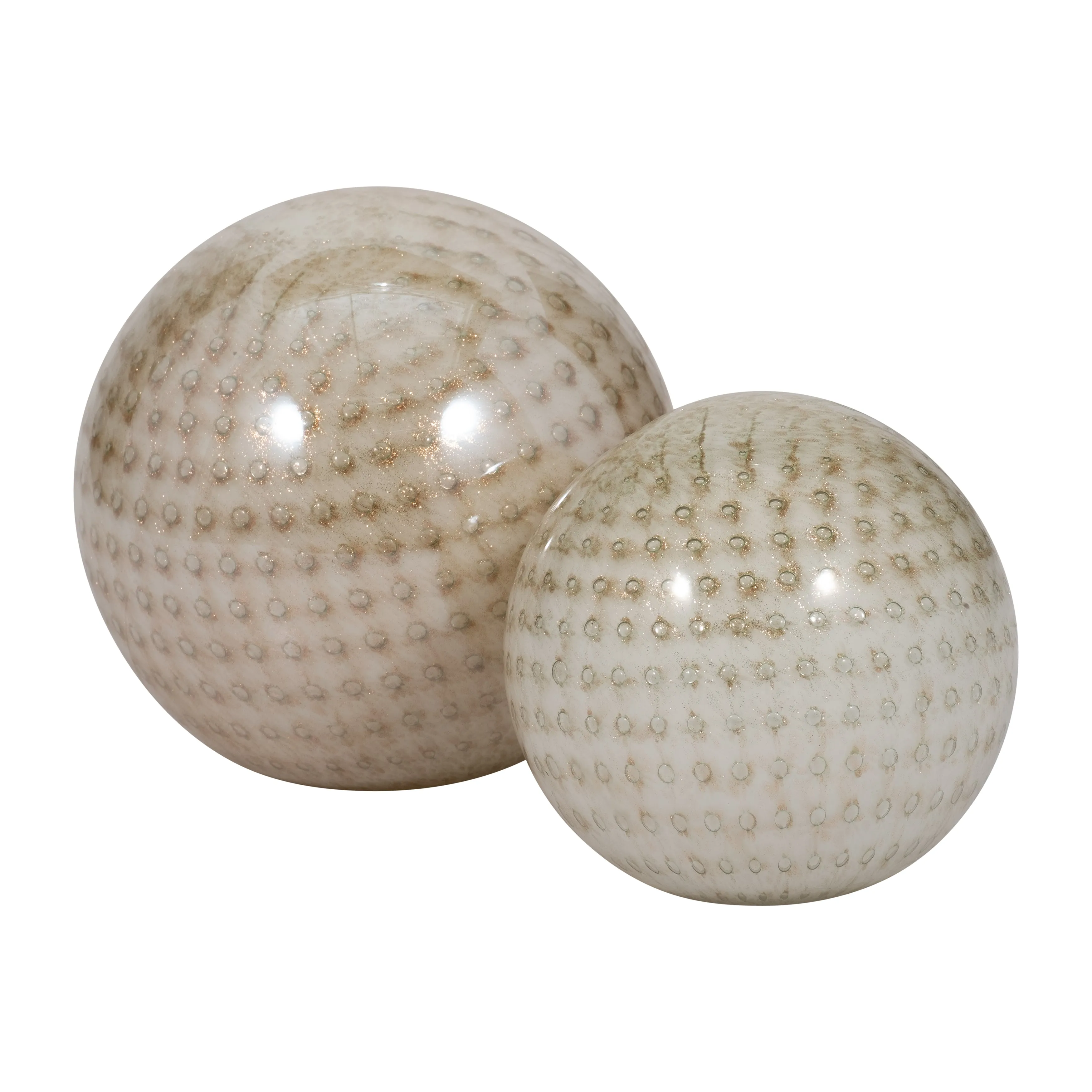 S/2 5/6" Meira Ivory Swirl Spheres