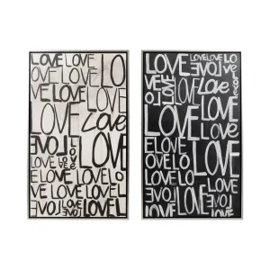 S/2 71x59 Hand Painted Love Scribble, Black/white