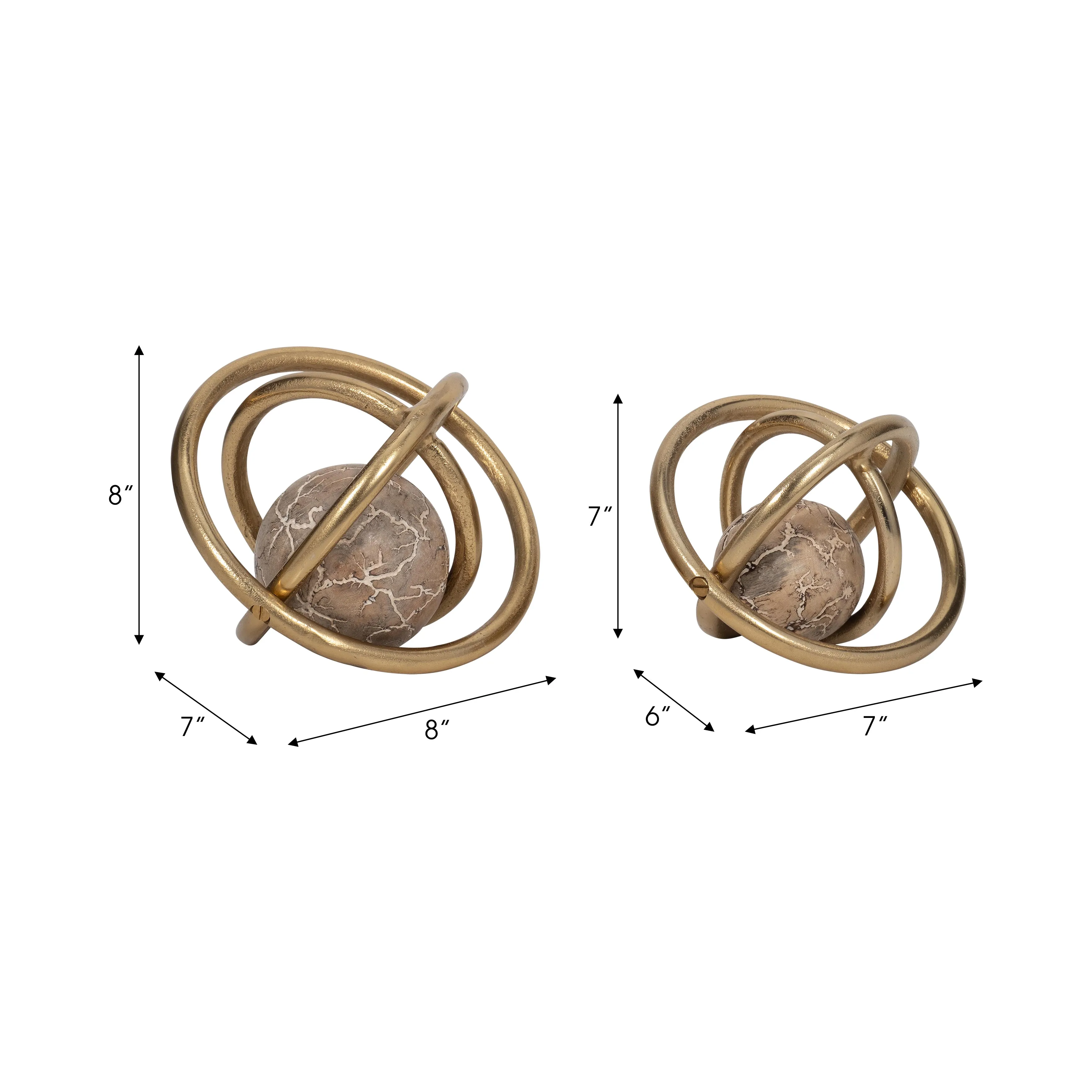 S/2 7/8" Solaro Gold Metal Orbs