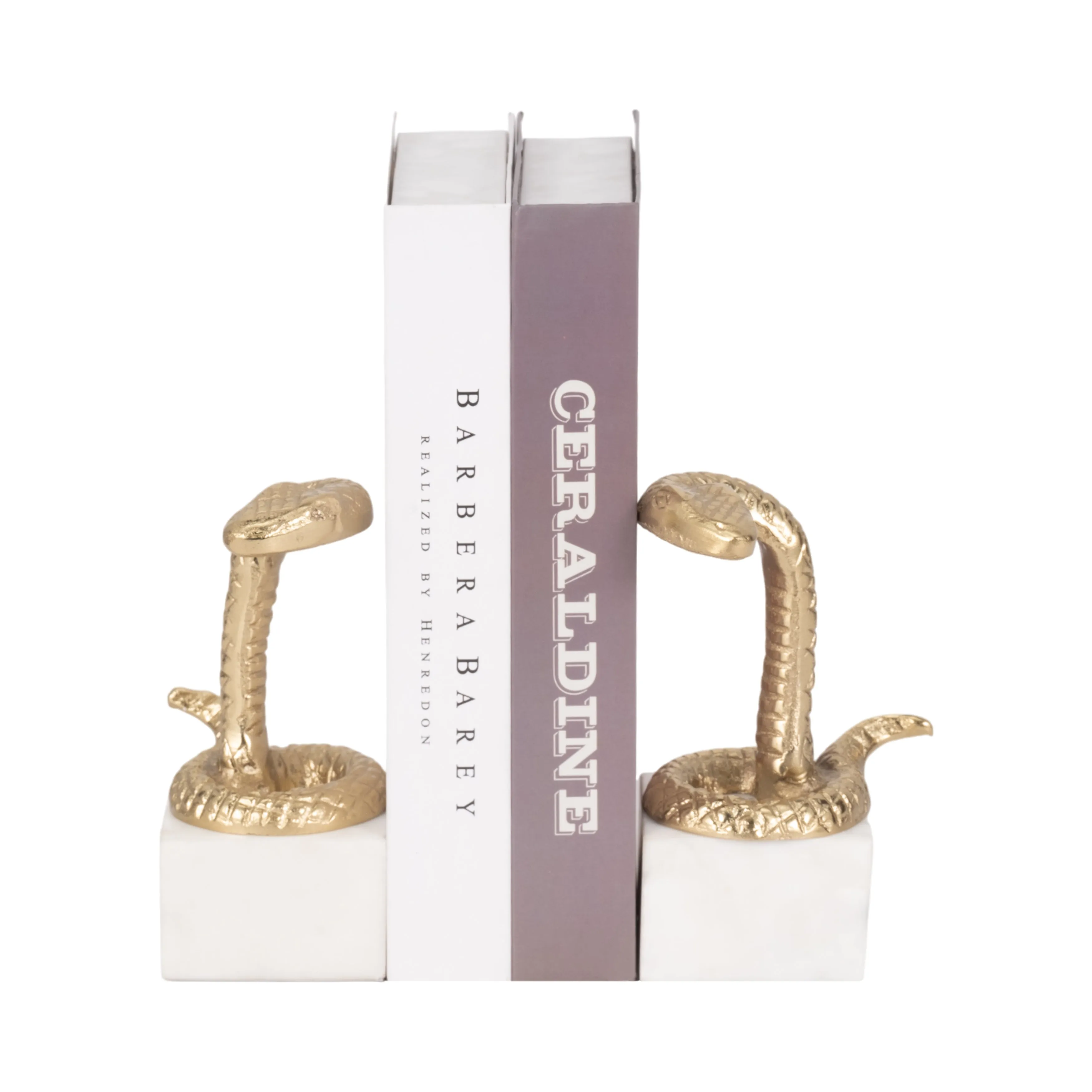 S/2 7" Snake Bookends, Gold