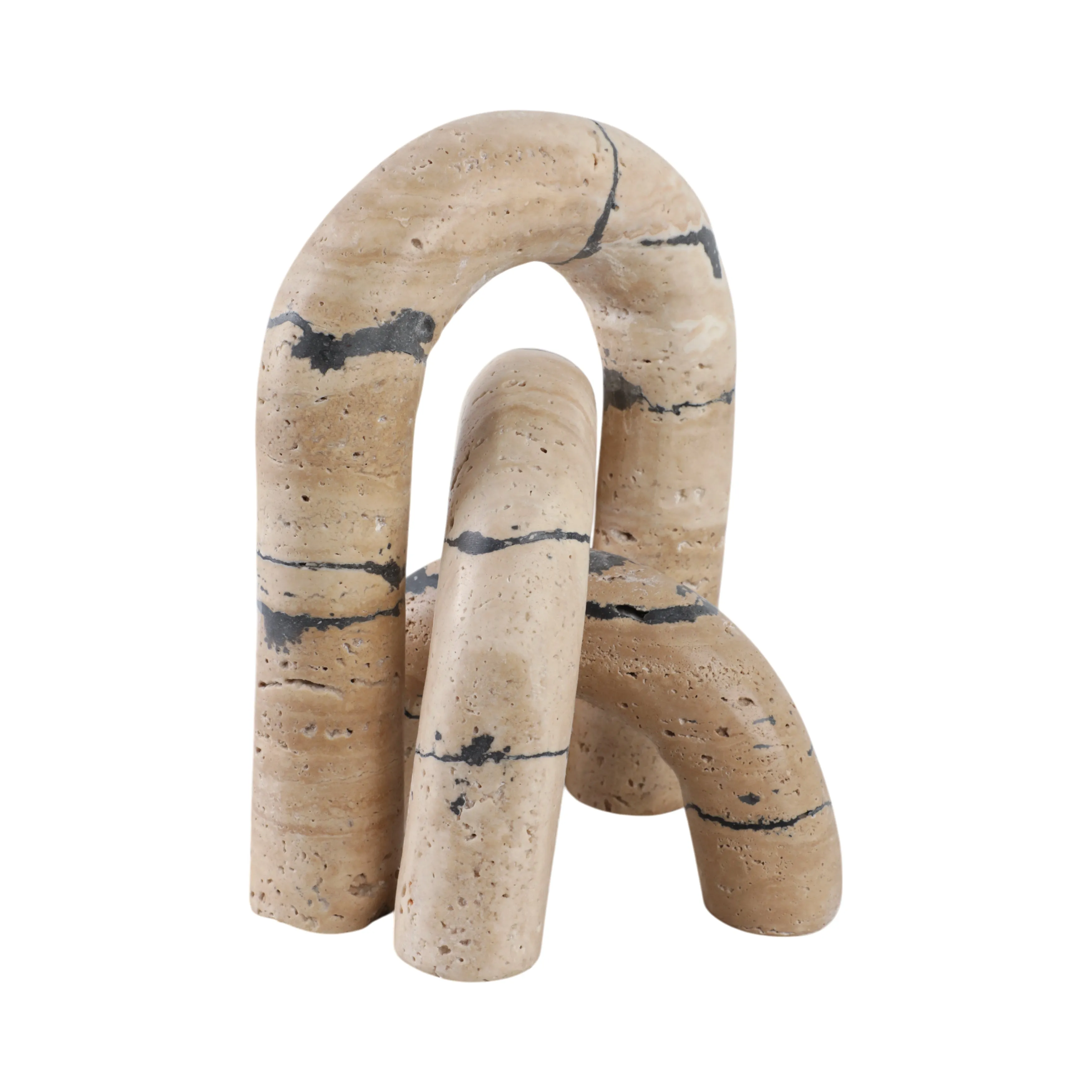 S/3 10" Gorda Crackle Travertine Arches