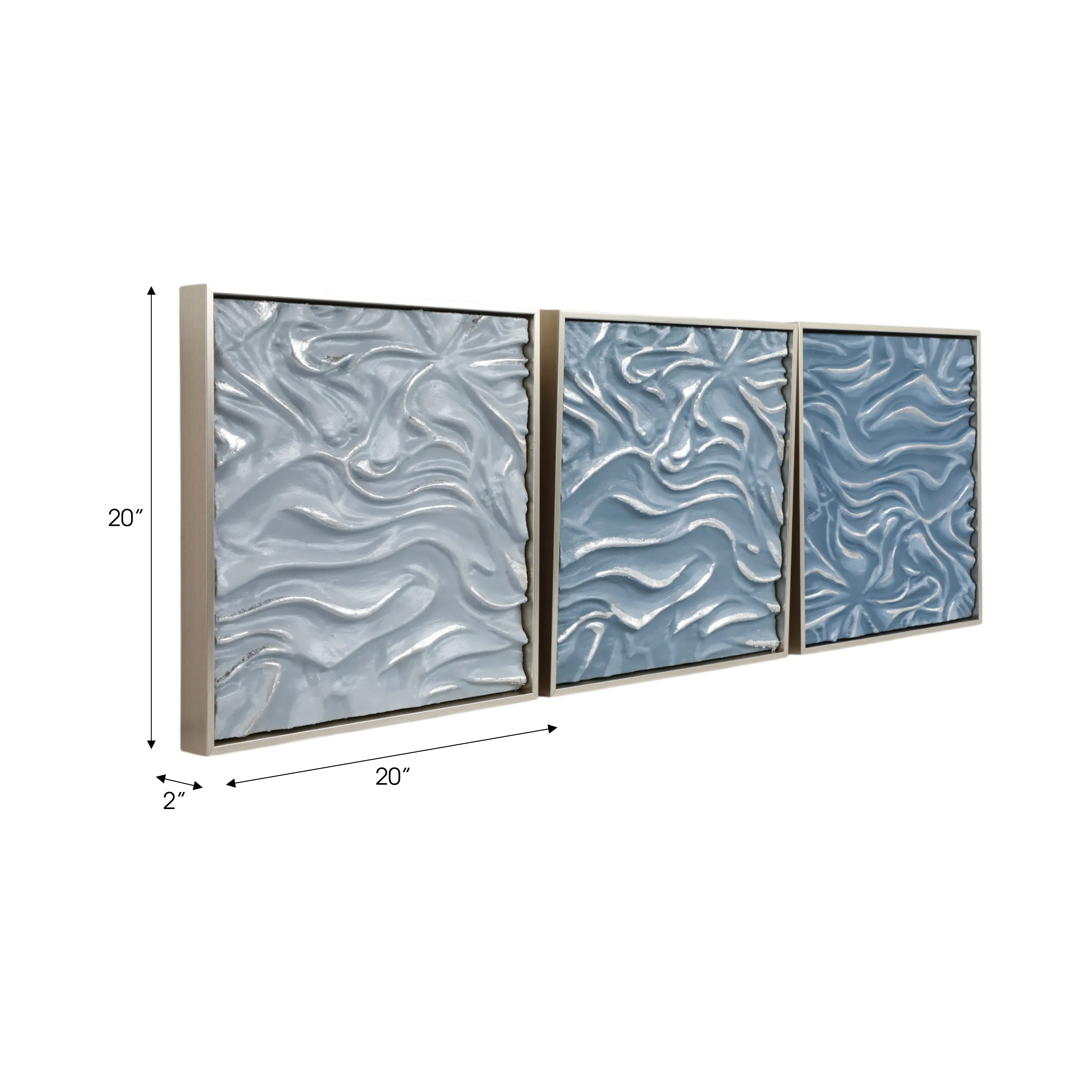 S/3 20" Augustine Blue Dimensional Wall Decor