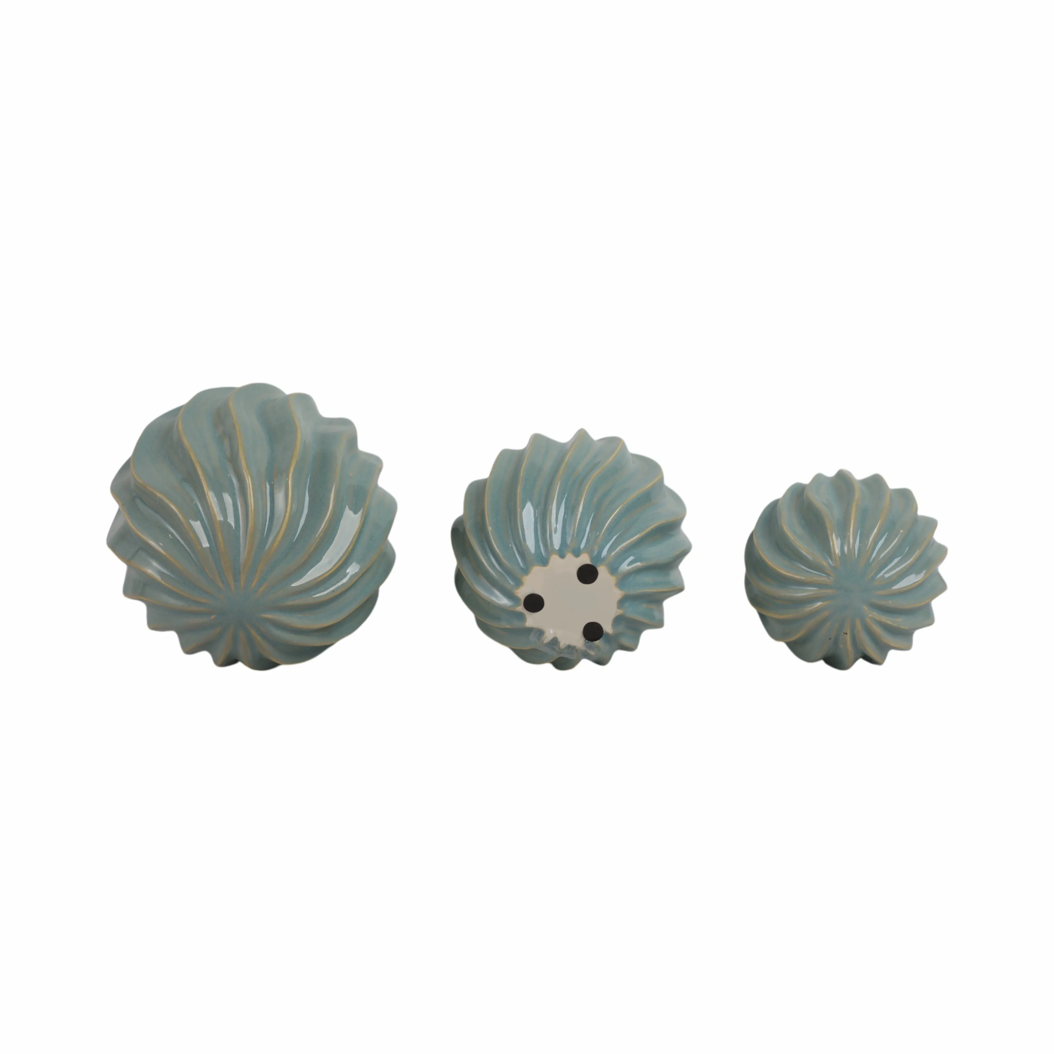 S/3 4/5/6" Seaside Blue Cer Deco Balls - Set Of 3