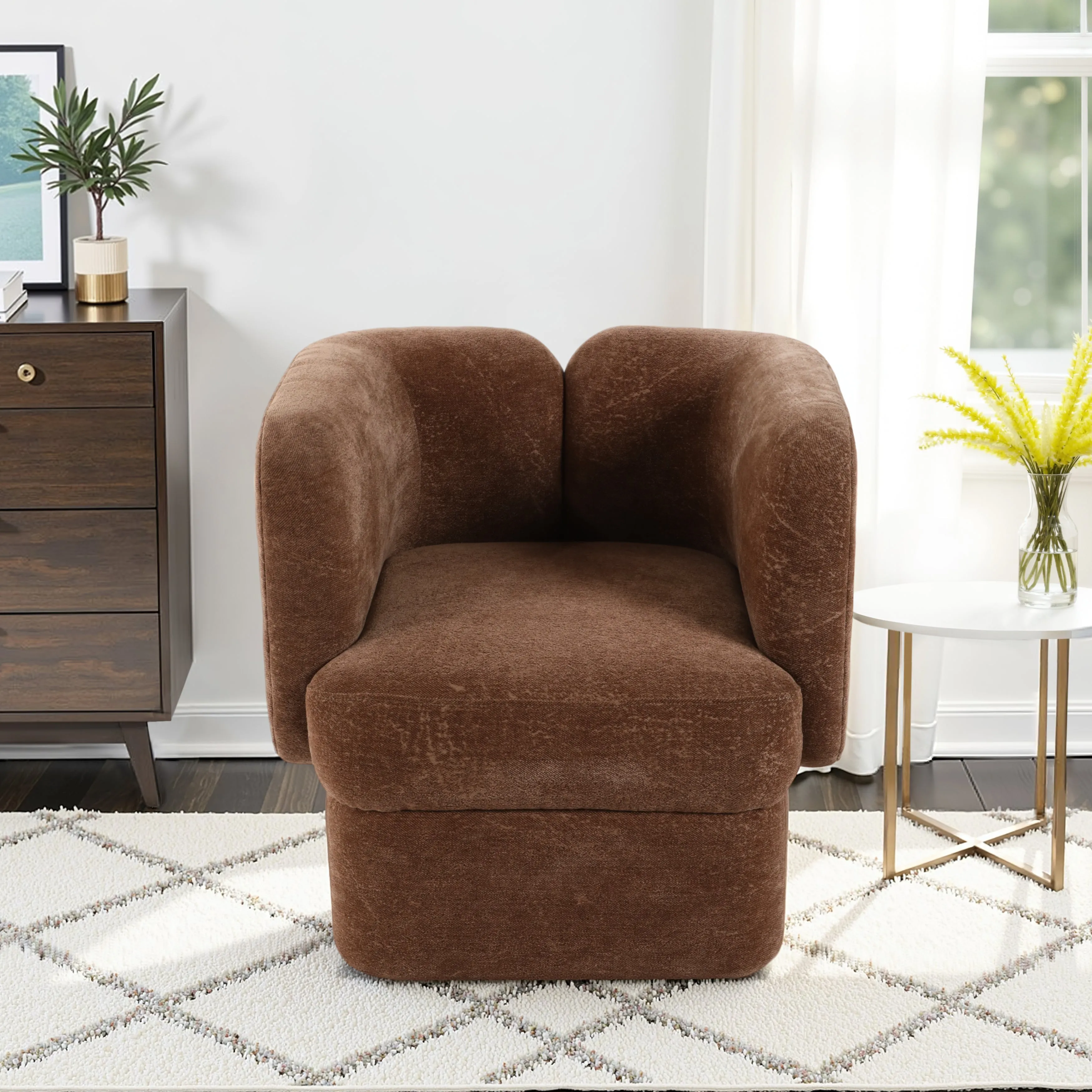 SHELTER-BACK ACCENT CHAIR, BROWN