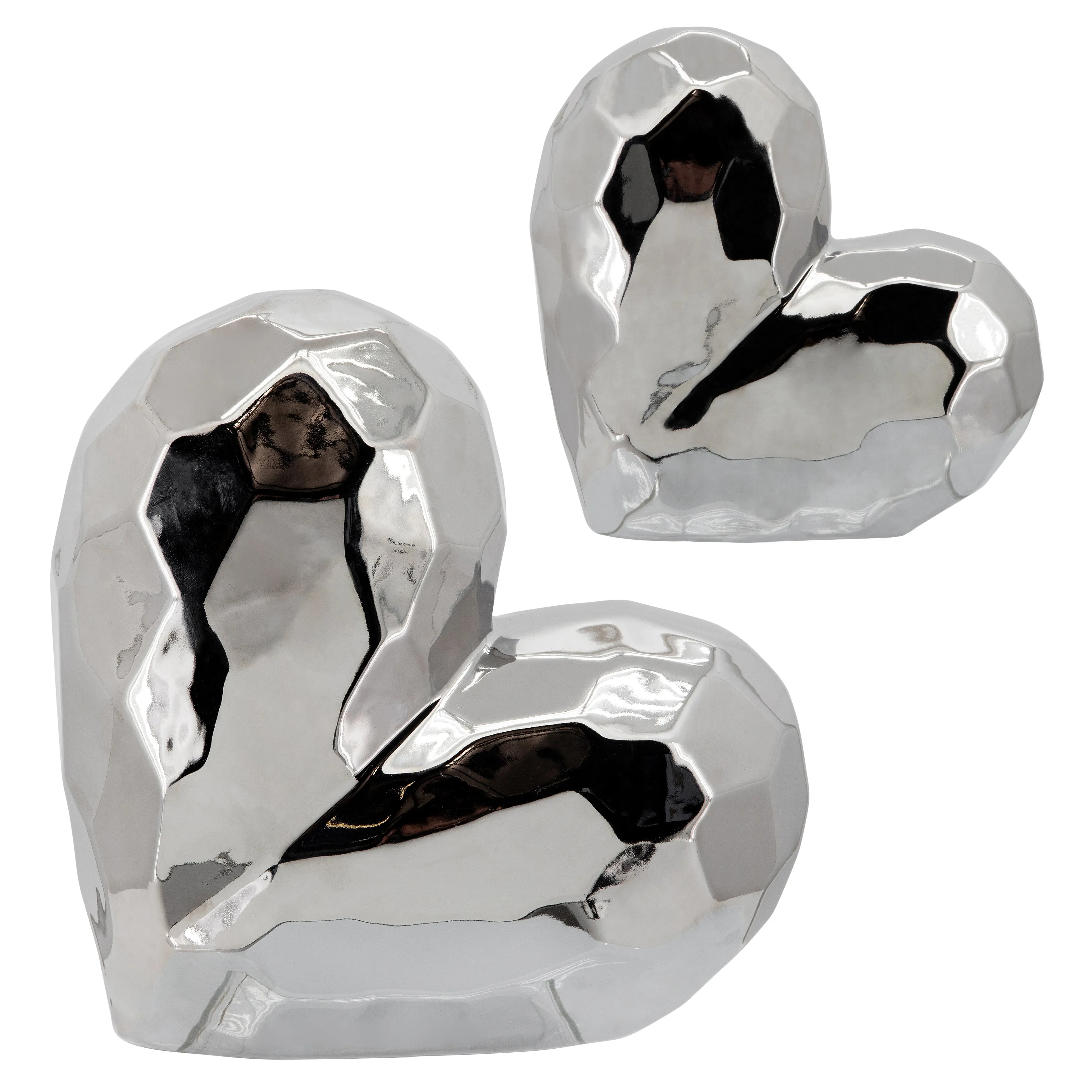 SILVER CERAMIC HEART 8"