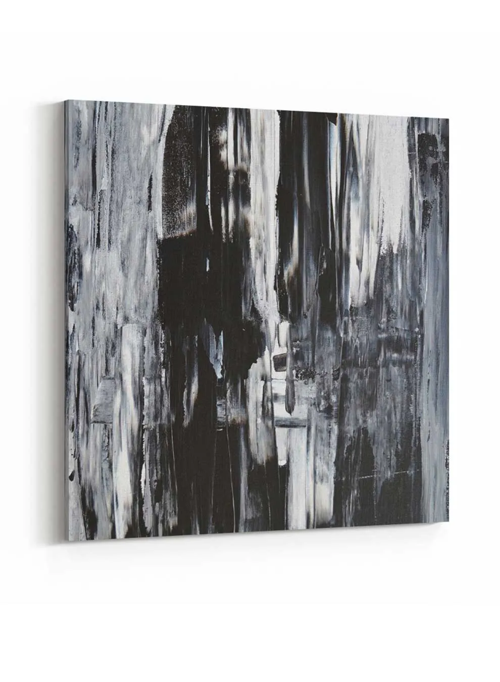 Square Canvas Wall Art Stretched Over Wooden Frame with Black Floating Frame and Abstract Art Painting20