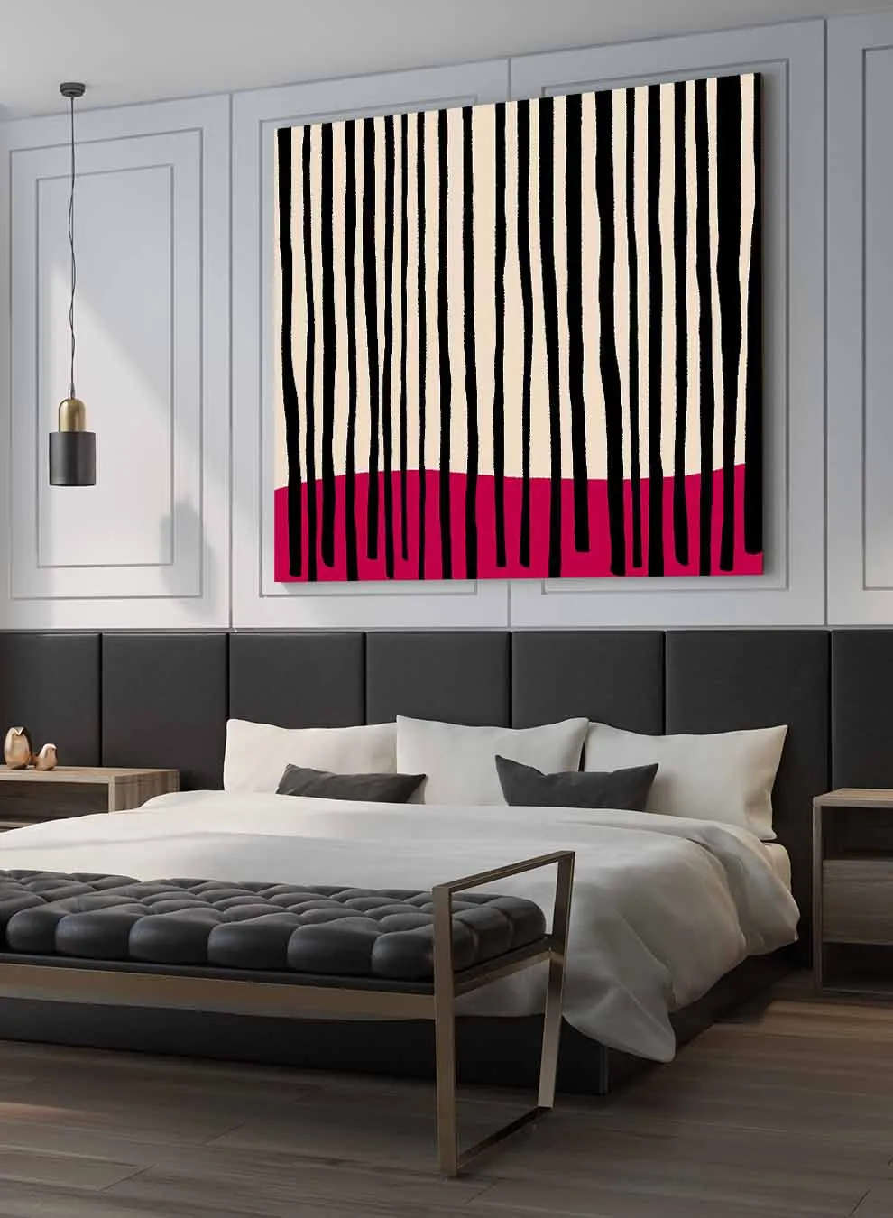 Square Canvas Wall Art Stretched Over Wooden Frame with Black Floating Frame and Night In The City Painting