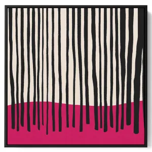Square Canvas Wall Art Stretched Over Wooden Frame with Black Floating Frame and Night In The City Painting