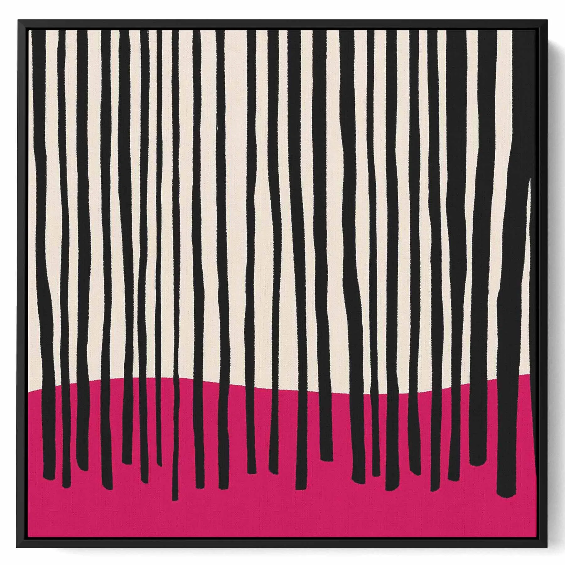 Square Canvas Wall Art Stretched Over Wooden Frame with Black Floating Frame and Night In The City Painting