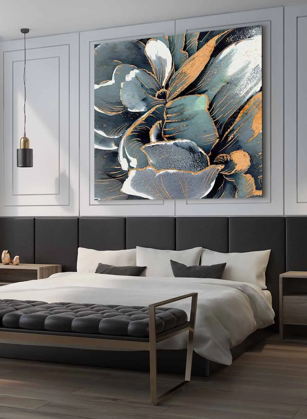 Square Canvas Wall Art Stretched Over Wooden Frame with Black Floating Frame and Woman Face Art Painting