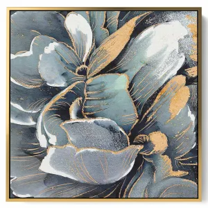 Square Canvas Wall Art Stretched Over Wooden Frame with Black Floating Frame and Woman Face Art Painting