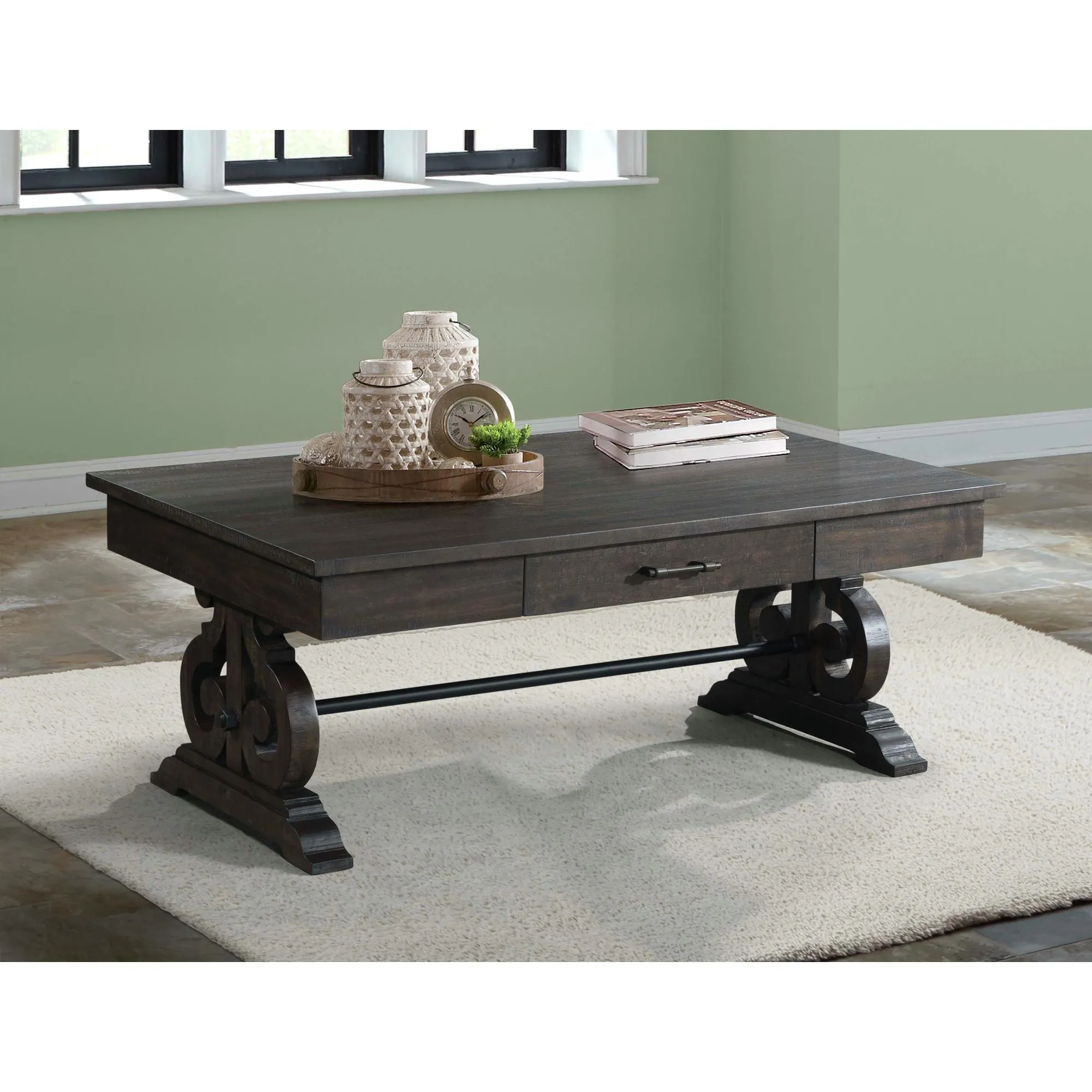 Stone Occasional Coffee Table With Pu Base