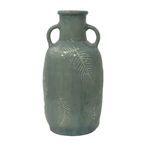 Terracotta, 11"H Leaf Eared Vase, Mint