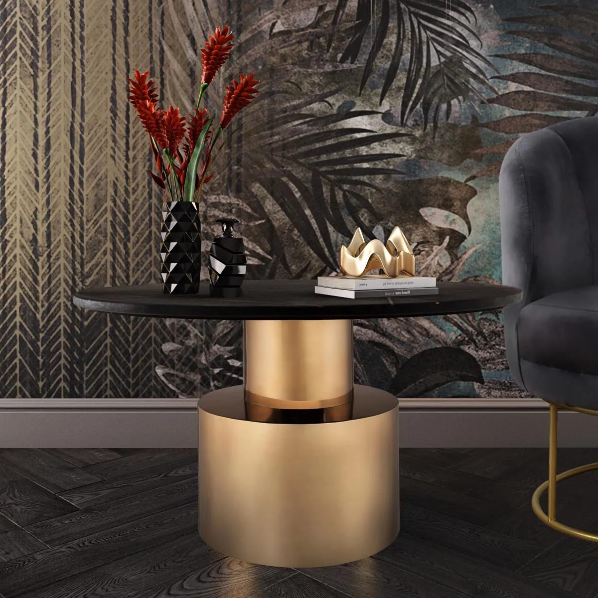 Terzo Black Marble Cocktail Table