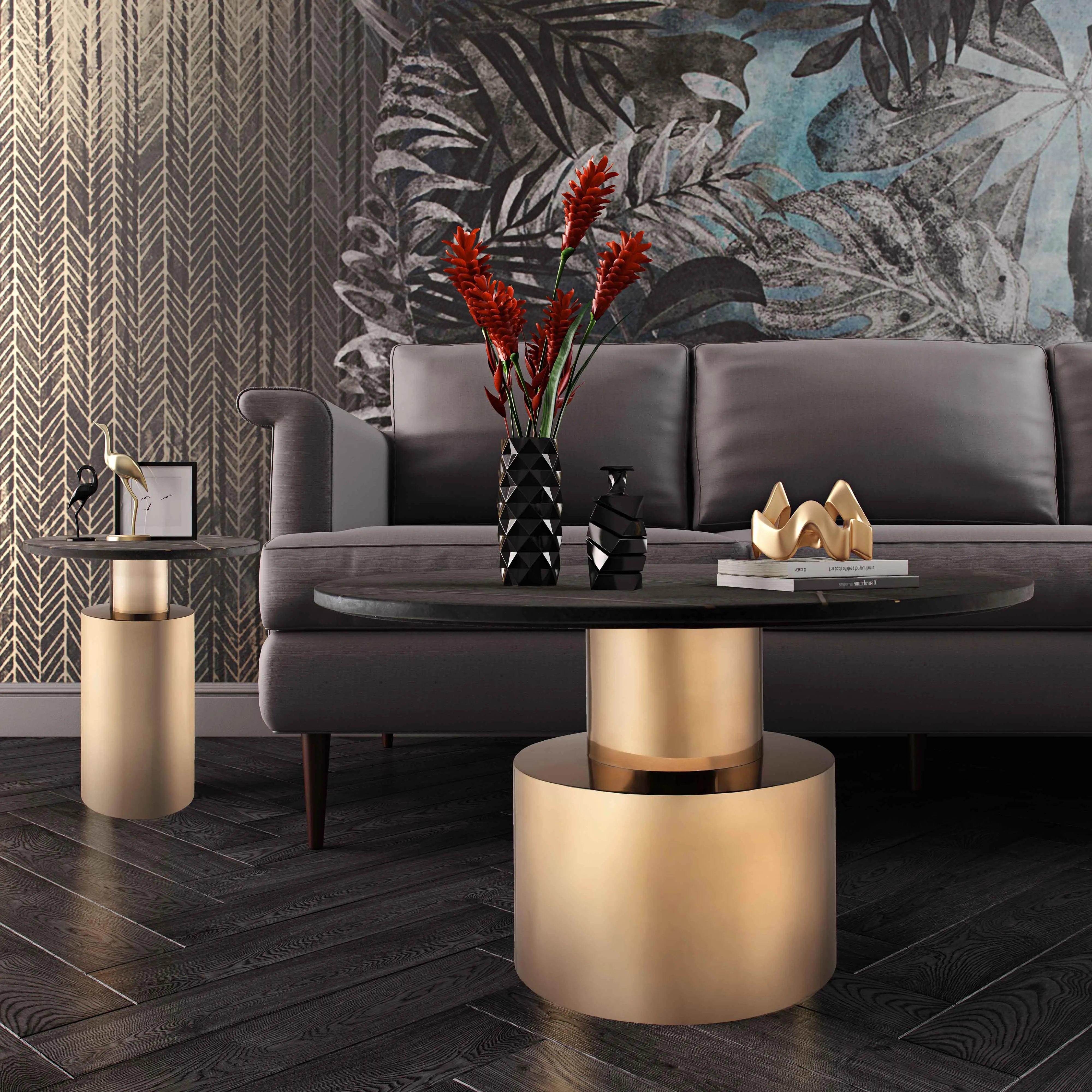 Terzo Black Marble Cocktail Table