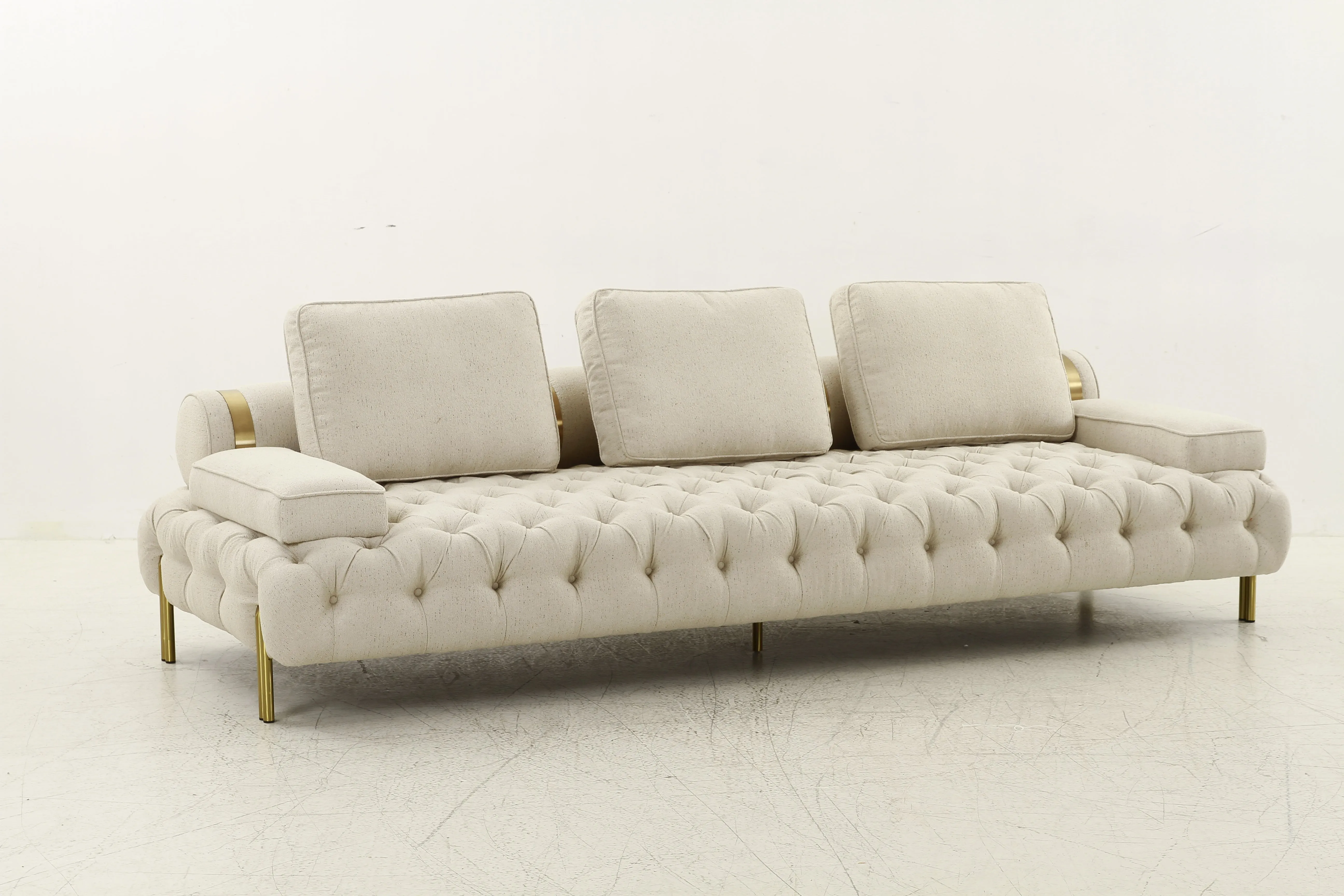 Tufting Beige 3 Seater Sofa