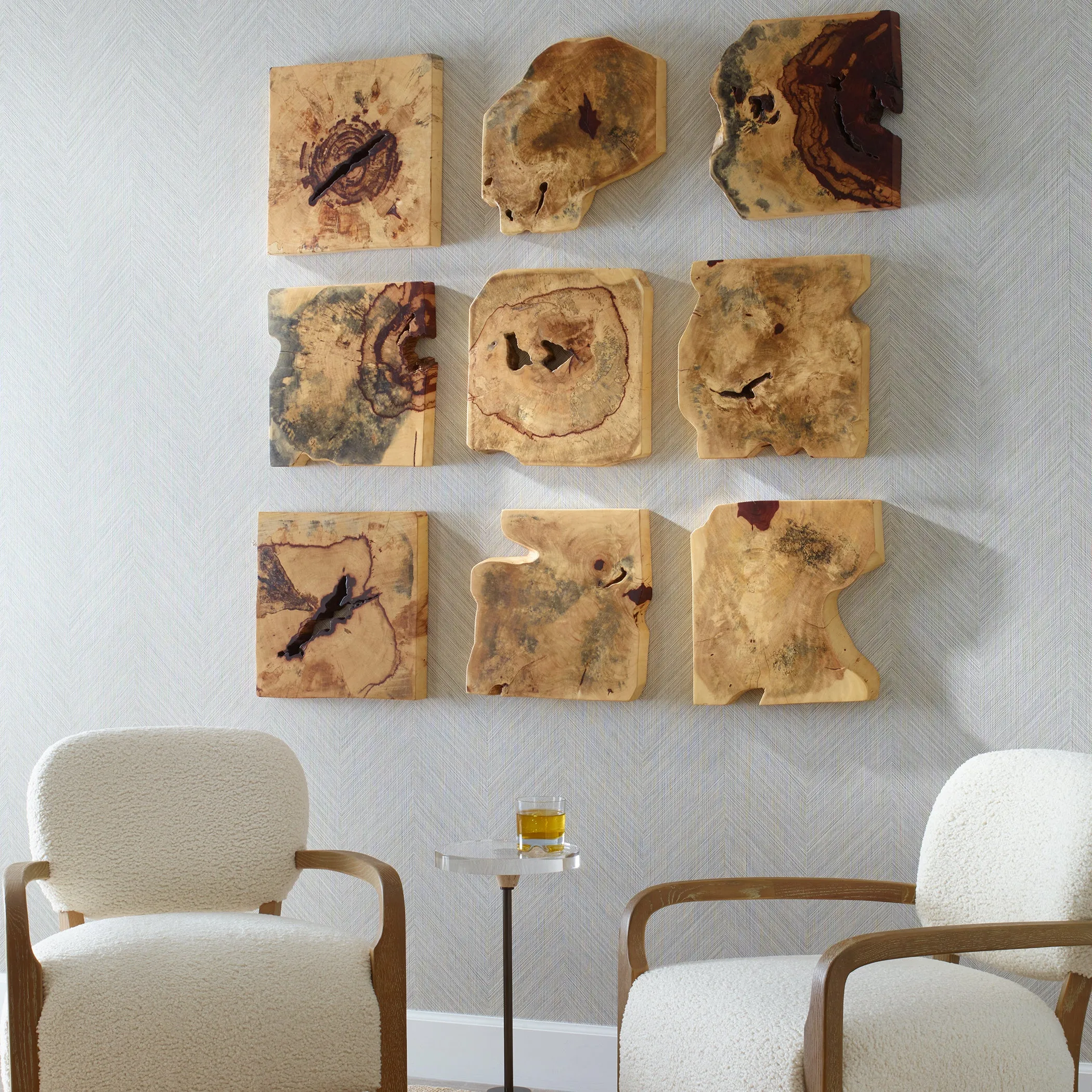 Uttermost Bahati Wood Wall Dcor In Natural, S/9