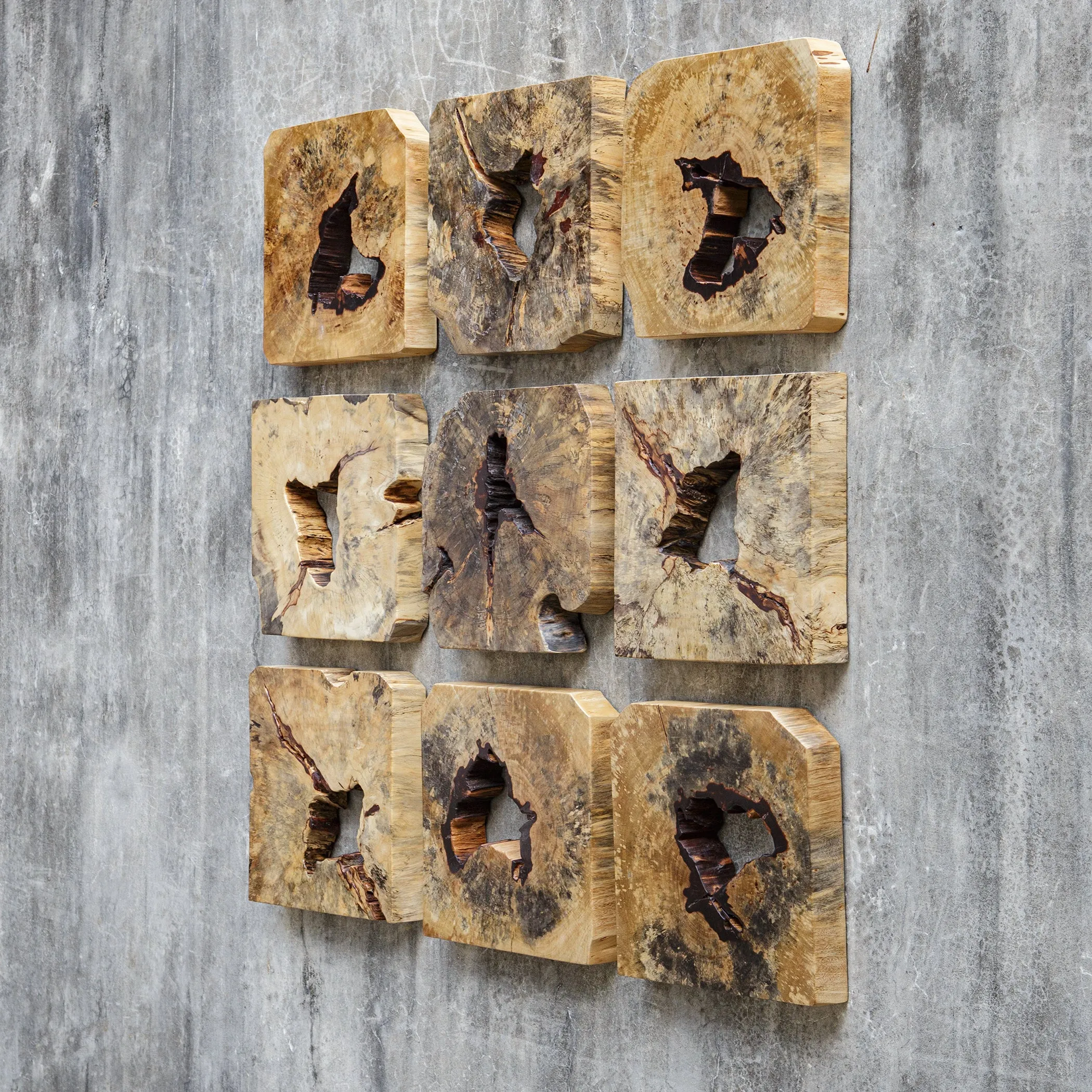 Uttermost Bahati Wood Wall Dcor In Natural, S/9