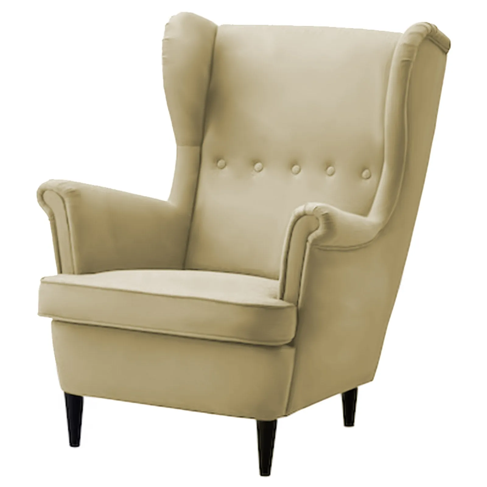 Velvet Chair king with Two Wings - Dark Ivory - E3