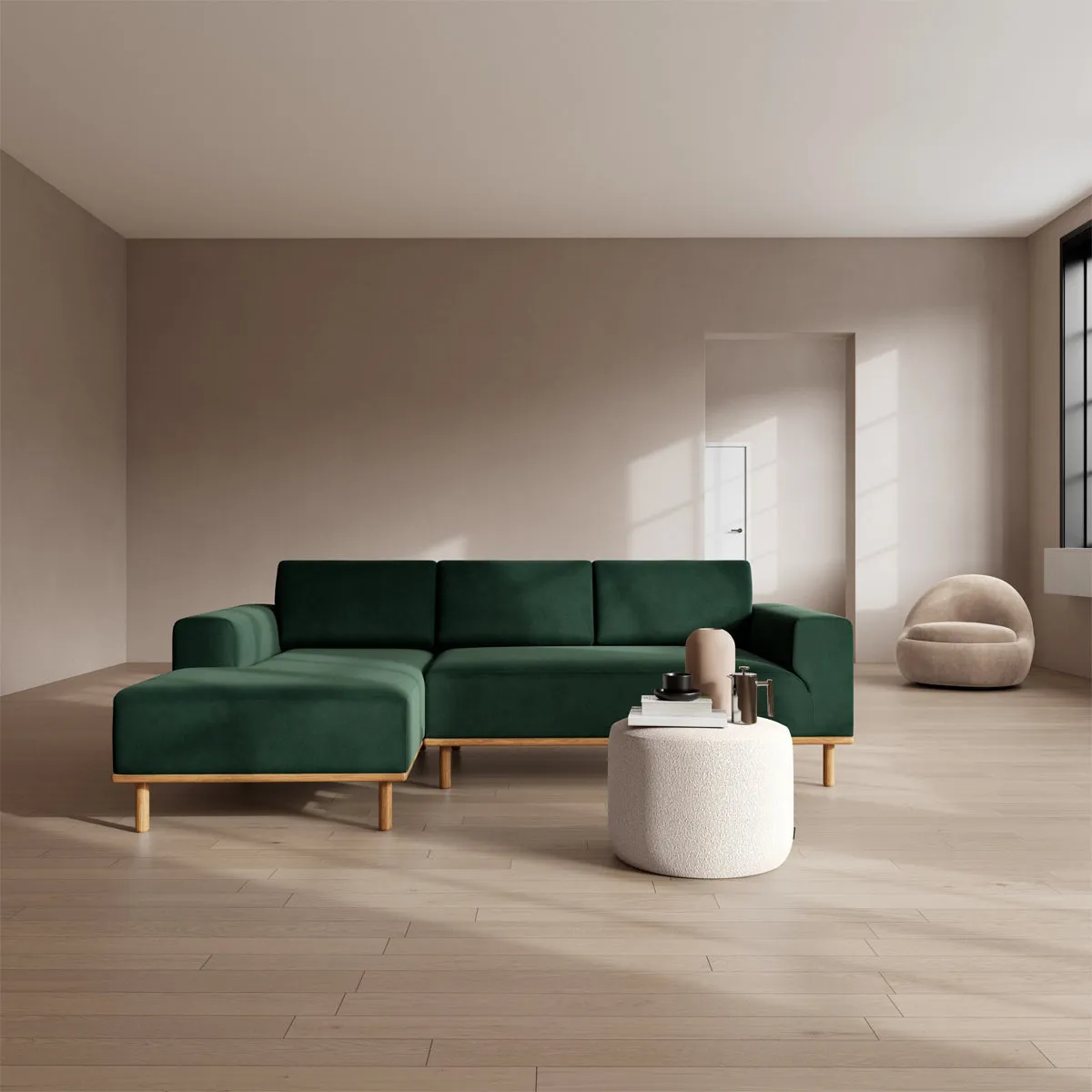 Vilmar Velvet Left Chaise Sofa