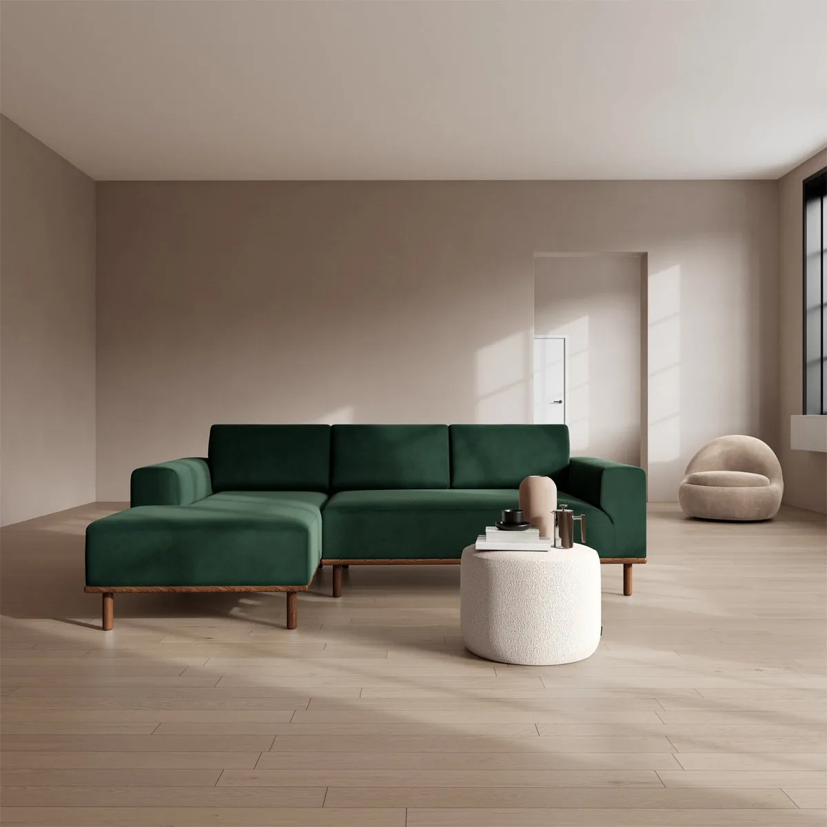 Vilmar Velvet Left Chaise Sofa