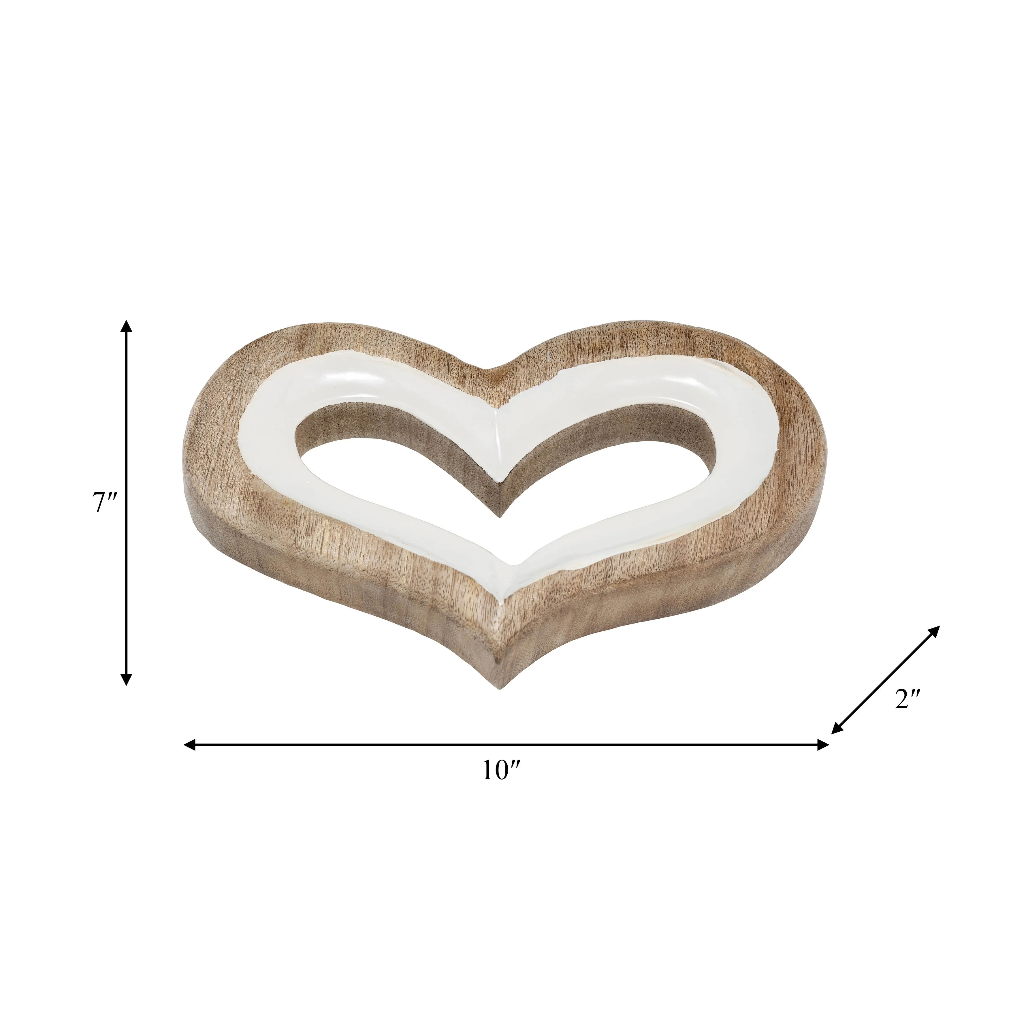 WOOD, 10" HEART DECO, WHITE