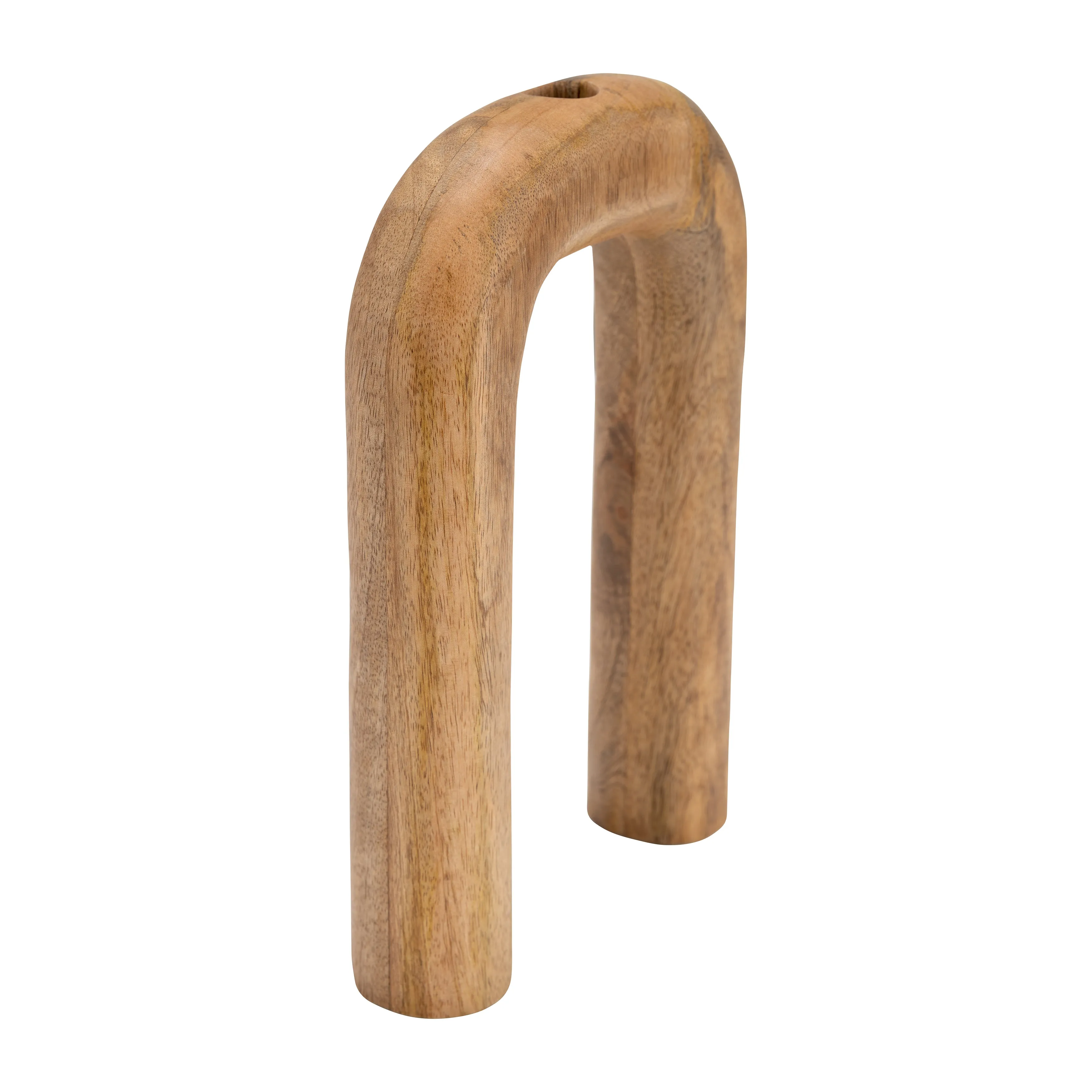 Wood, 11"H Horseshoe Vase, Brown