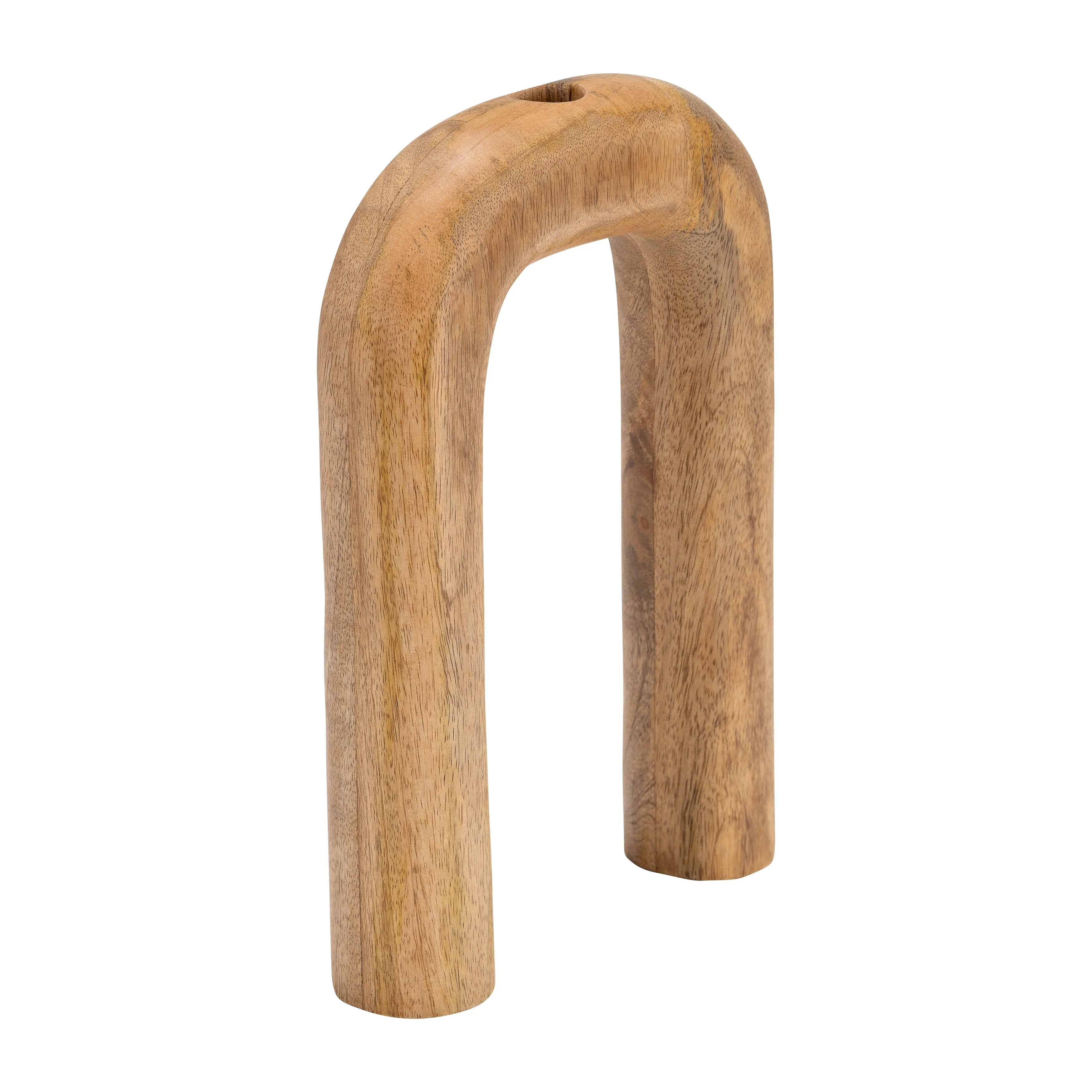 Wood, 11"H Horseshoe Vase, Brown